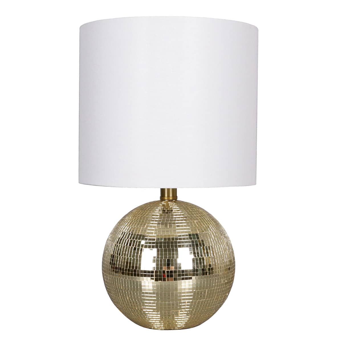 Gold Glass Disco Ball Lamp with Shade, 17.5"