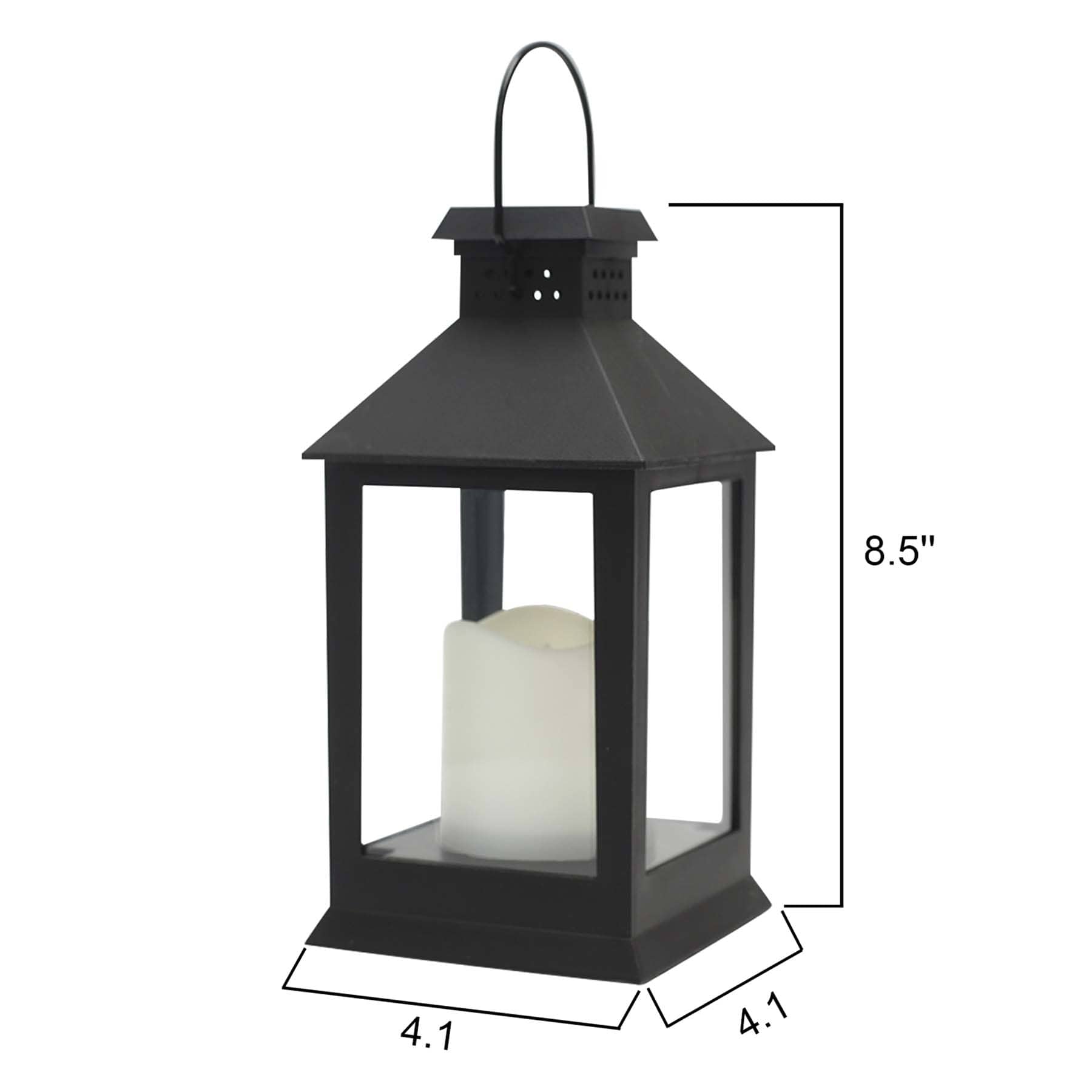 Black Outdoor Solar Lantern, 9"