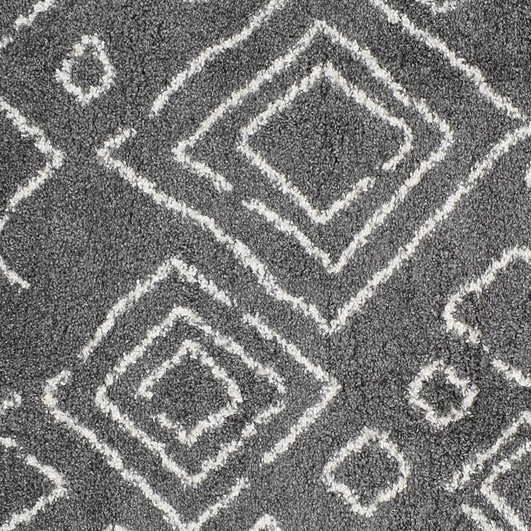 (C167) Dark Grey & Ivory Moroccan Style Shag Runner, 2x6
