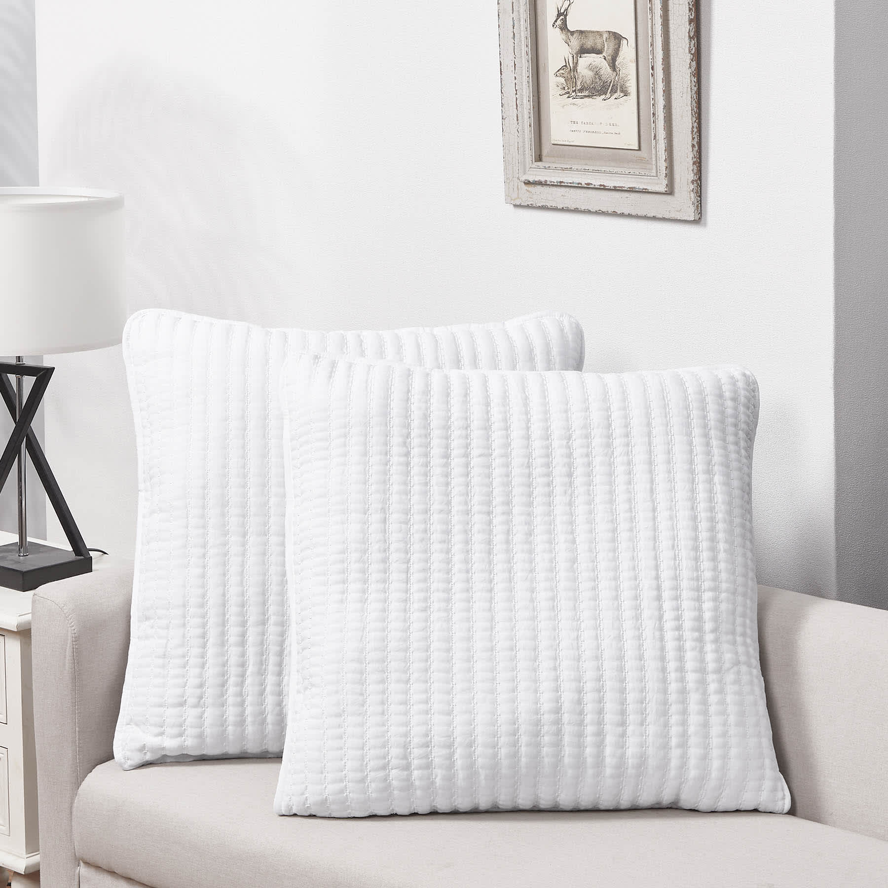 Honeybloom 2-Pack White Washed Microfiber Pillows, 24"