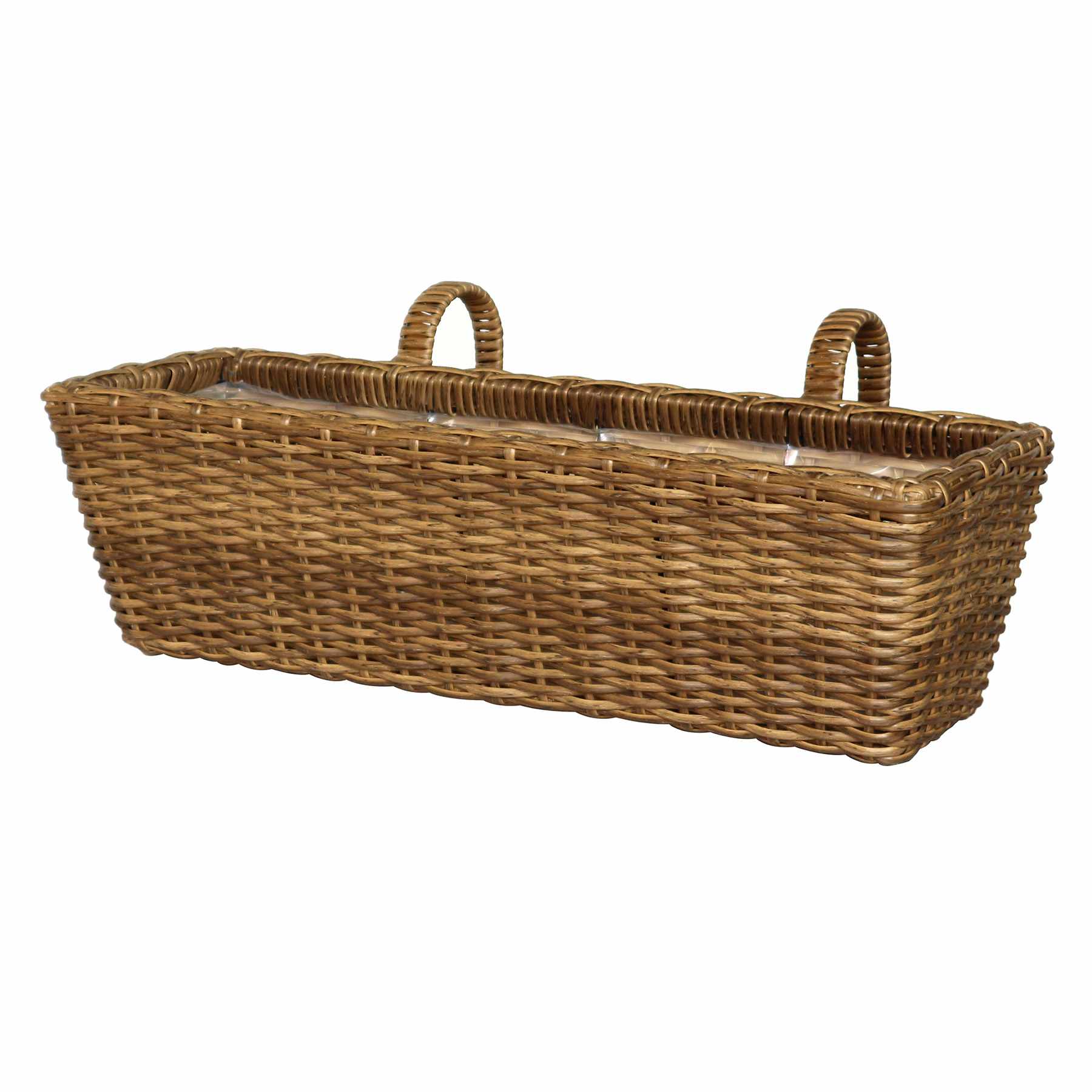 Polyrattan Outdoor Hanging Basket with Liner, Large