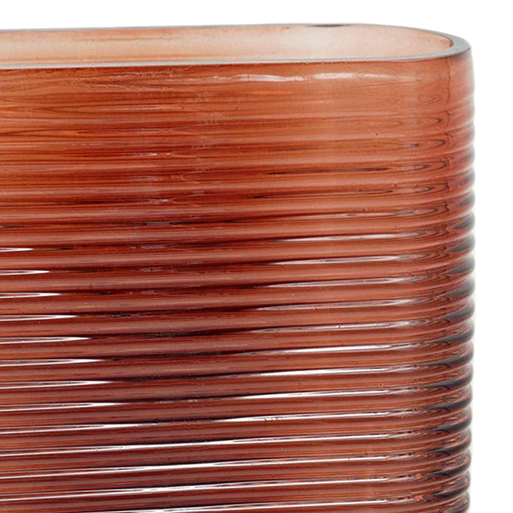 Crosby St. Red Ribbed Glass Vase, 6.5x11.8"