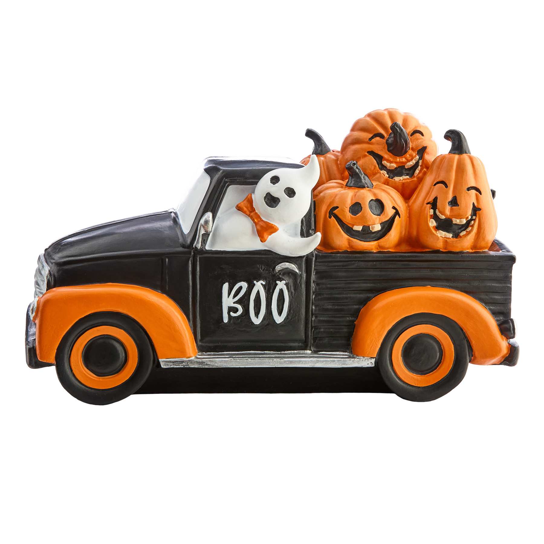 Happy Haunting Resin Truck with Pumpkins, 12"
