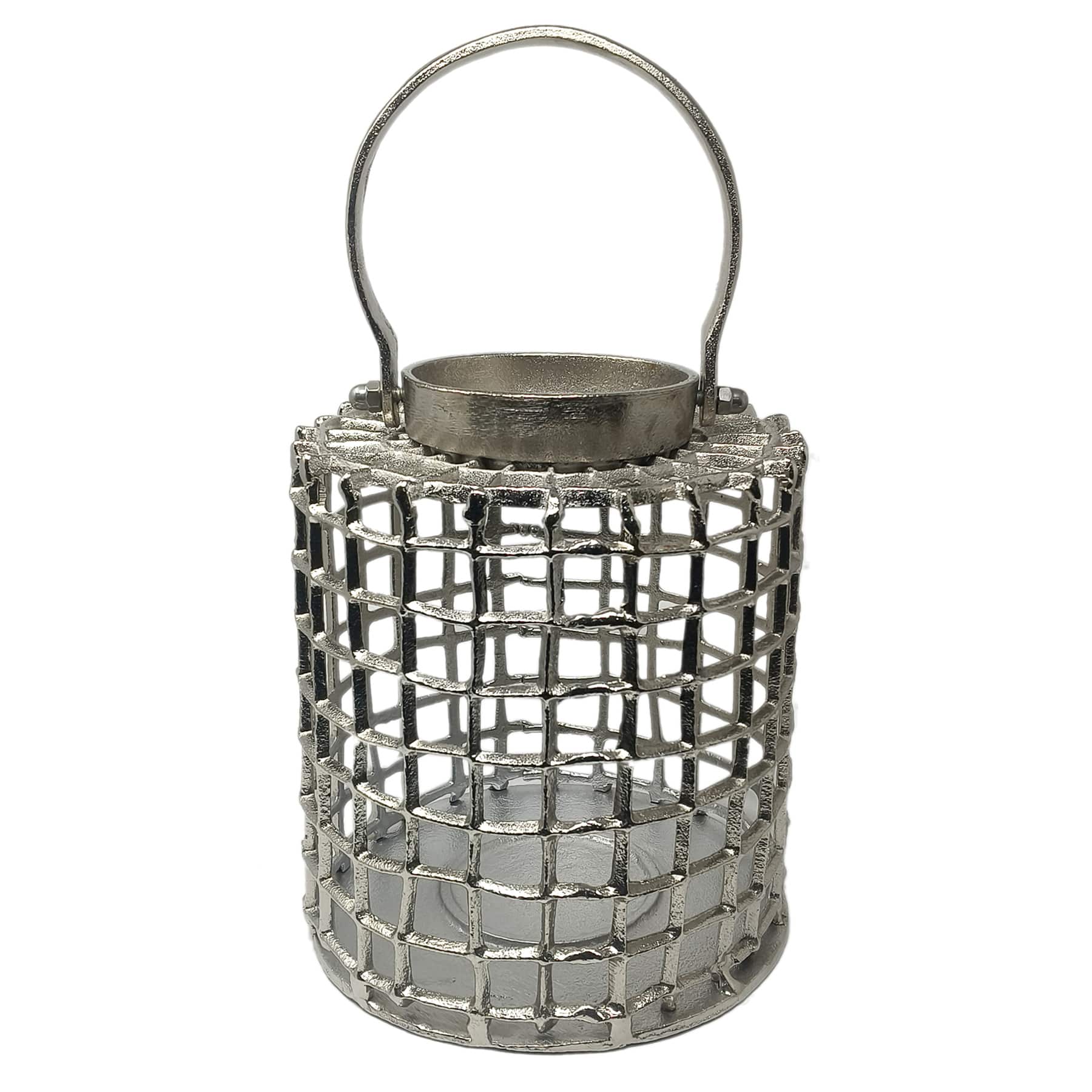 Silver Metal Weave Lantern, 11"