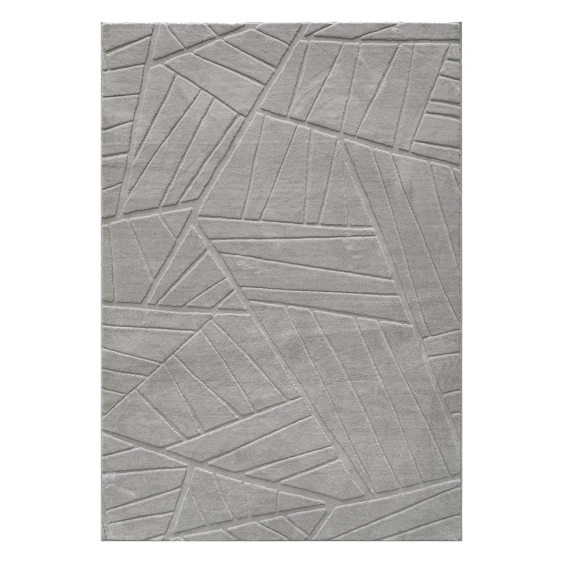 Curve Silver Abstract Line Area Rug, 47x71