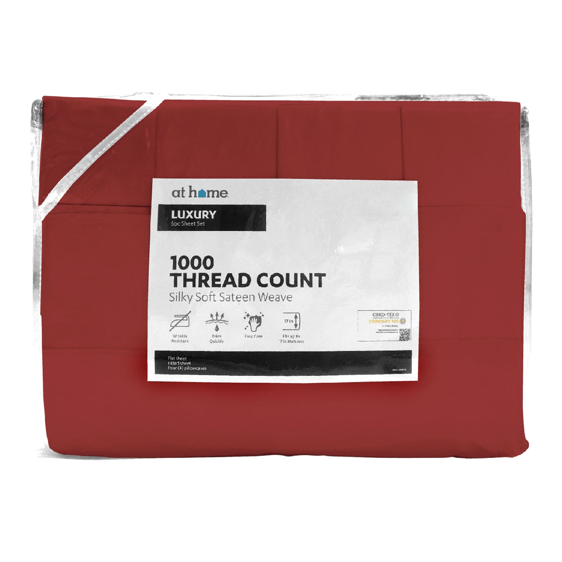 6-Piece Red 1000 Thread Count Luxury Sheet Set, Queen
