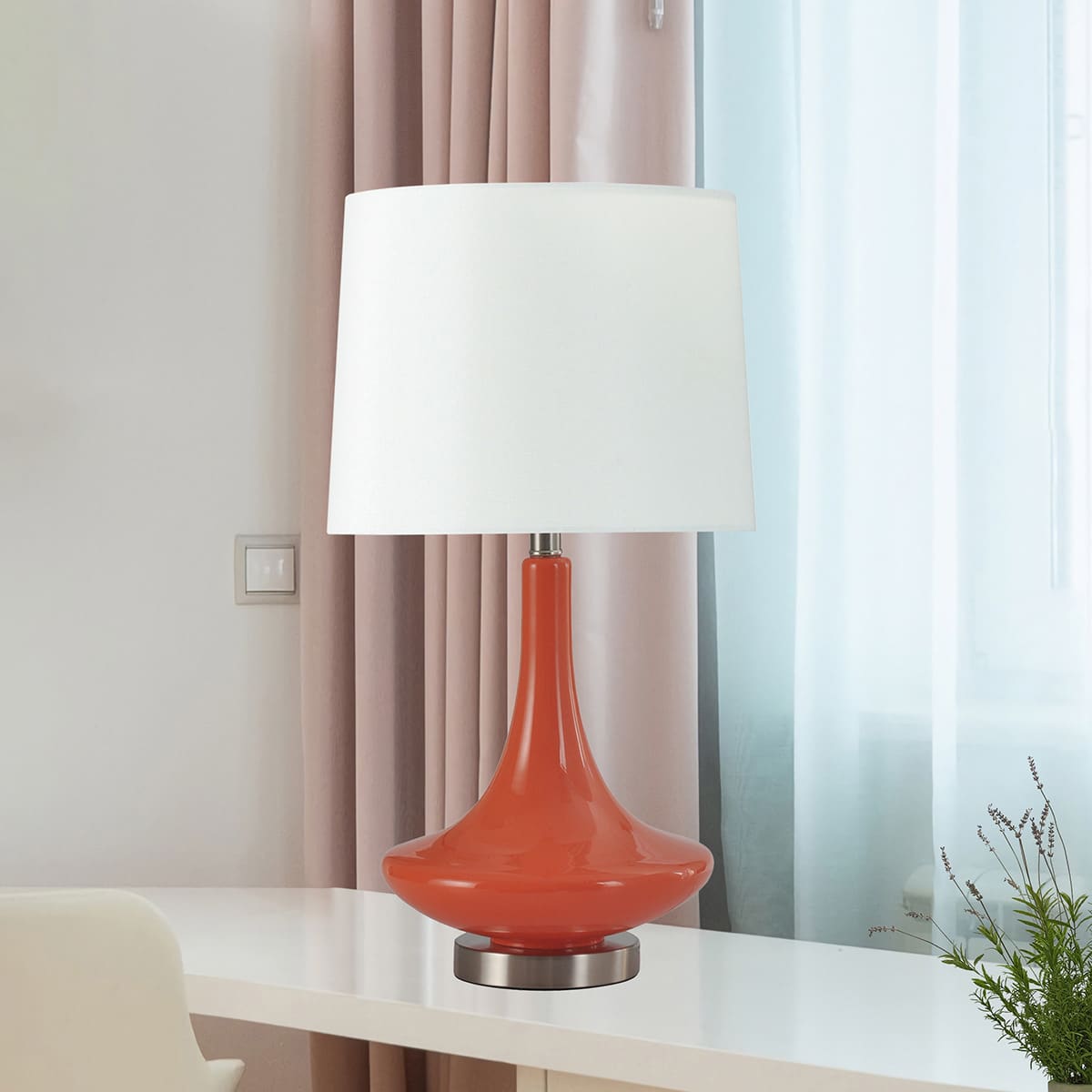 Orange Genie Glass Medium Table Lamp, 19"