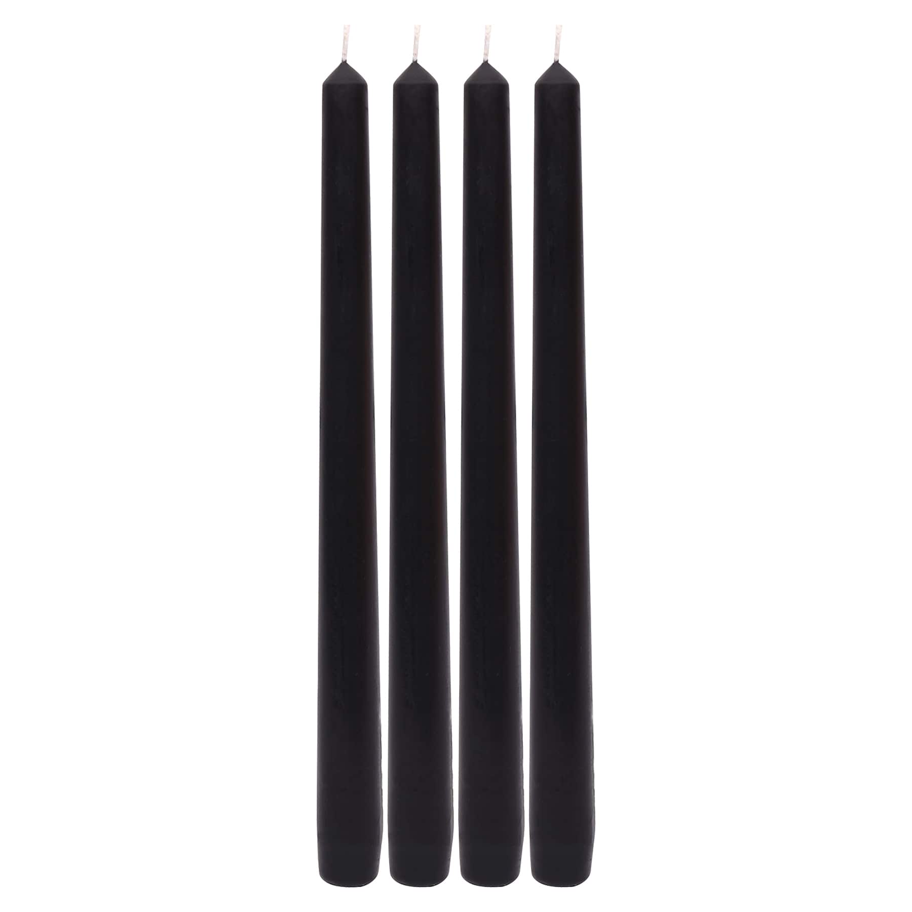 4-Pack Black Unscented Overdip Taper Candles, 10"