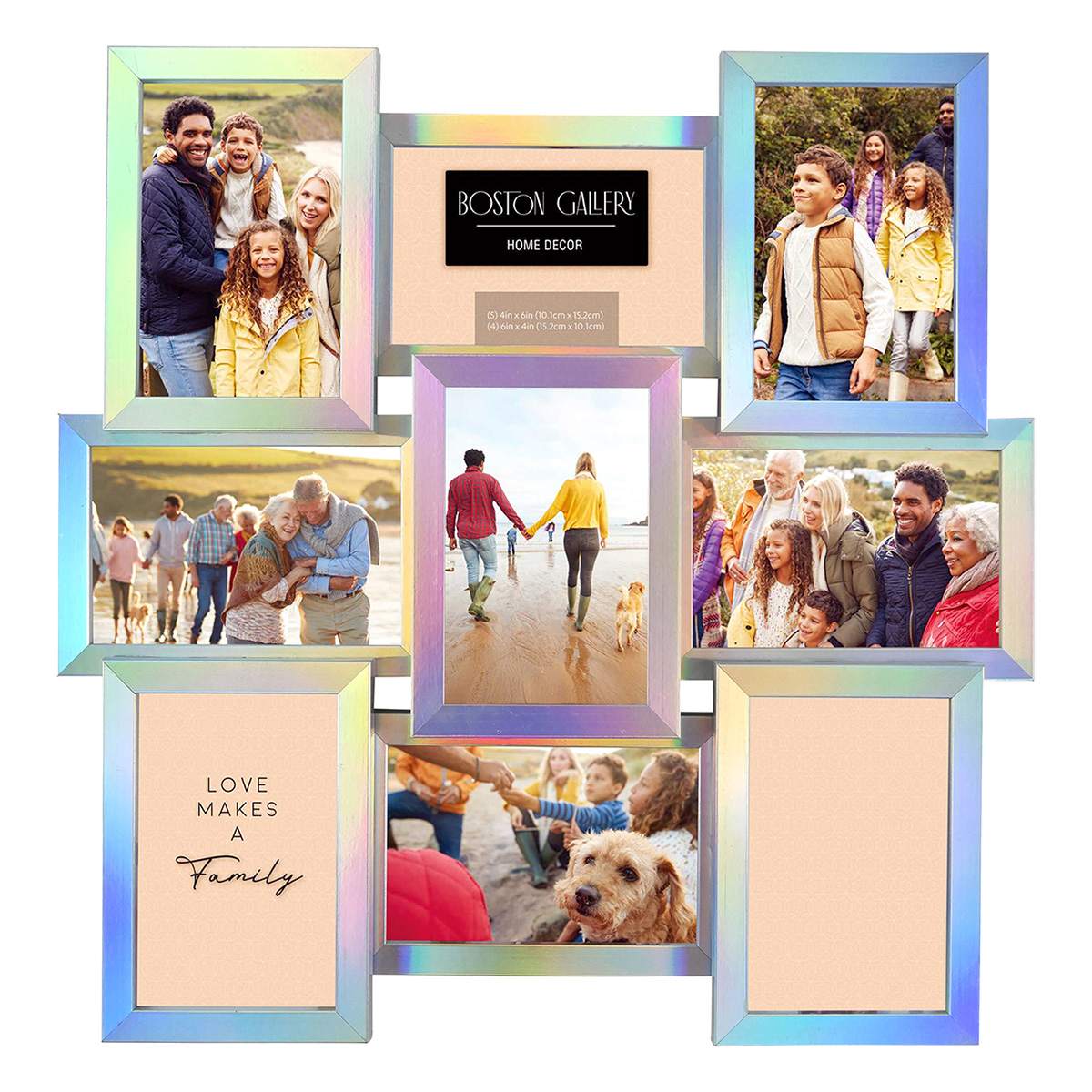 9-Opening Holographic Collage Wall Frame, 23x13