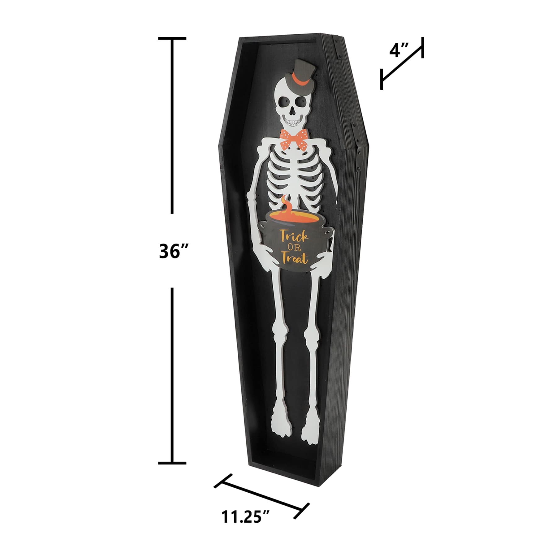 LED Skeleton in Coffin Leaner, 35.7"