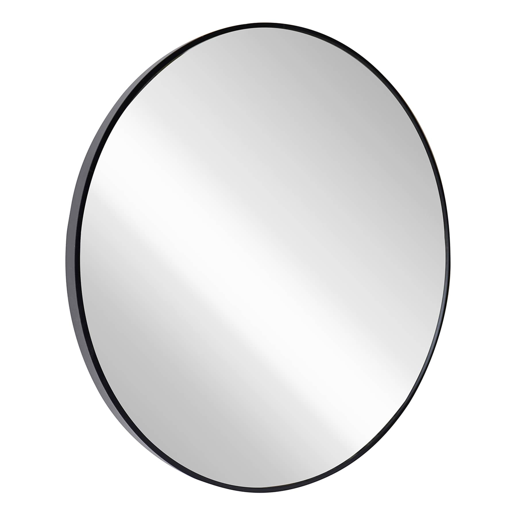 Black Round Wall Mirror, 30"