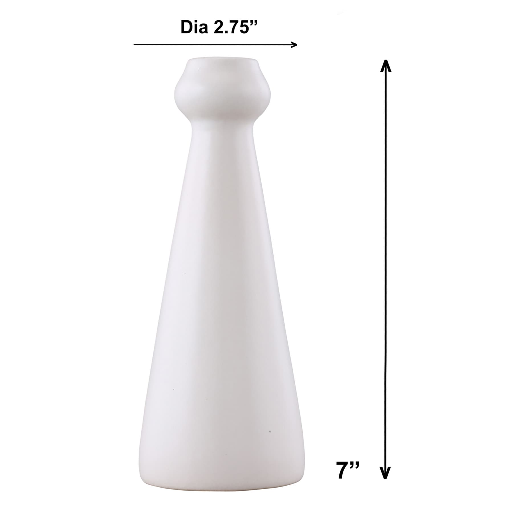 White Ceramic Taper Candle Holder, 7"