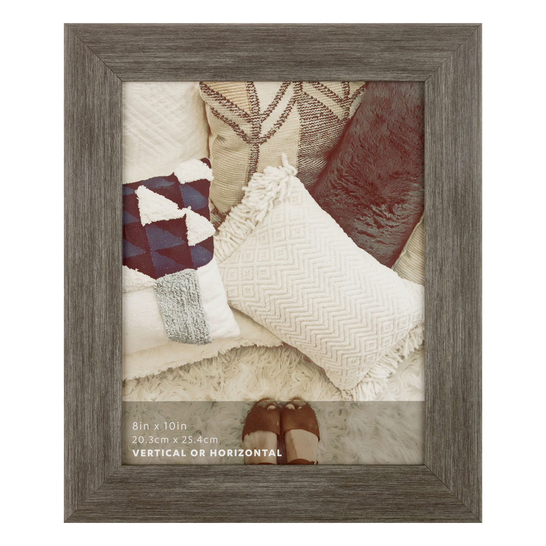 Distressed Grey Scoop Profile Tabletop Picture Frame, 8x10