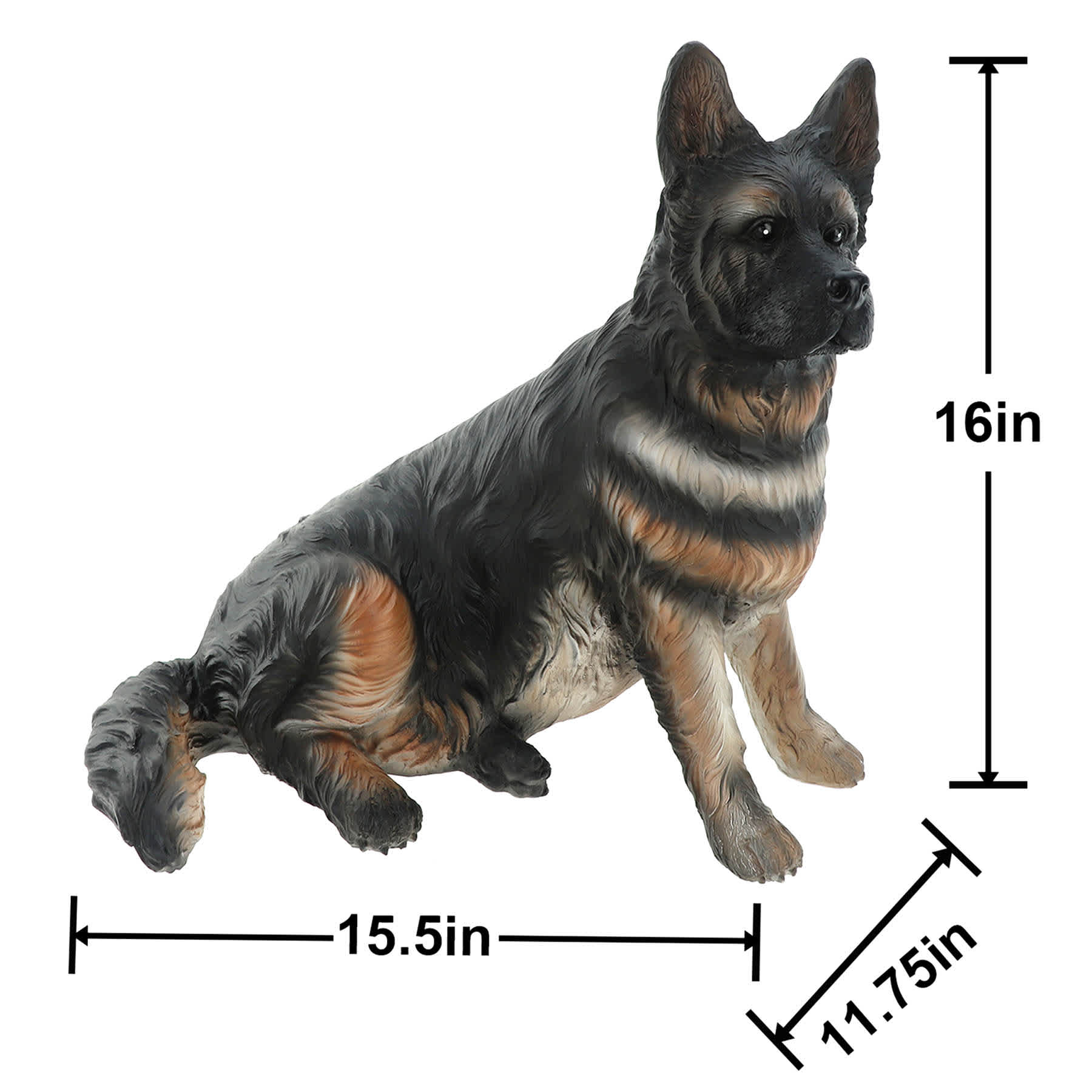 German Sheperd Outdoor Garden Statue, 16"