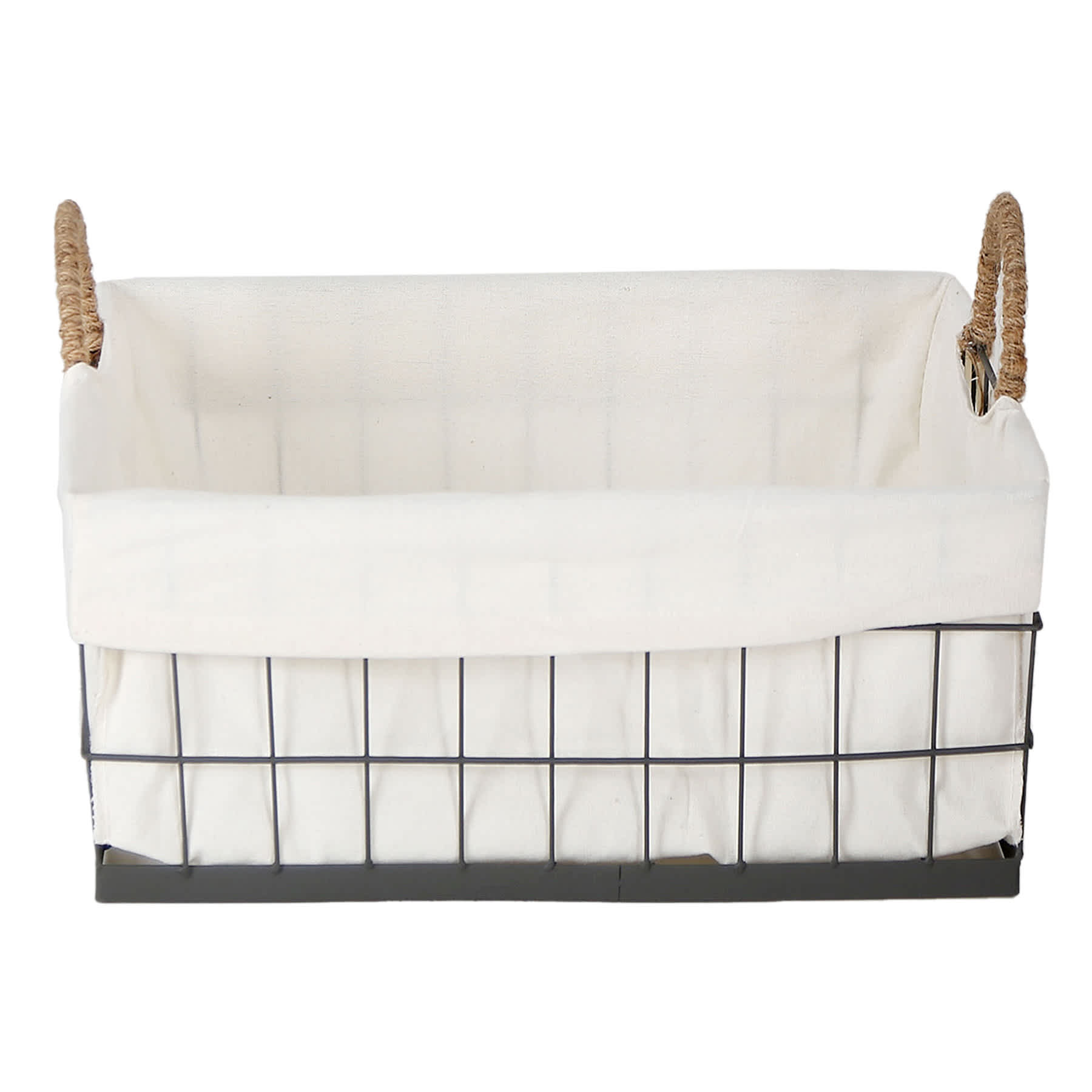 Lined Rectangle Wire Storage Basket, Large