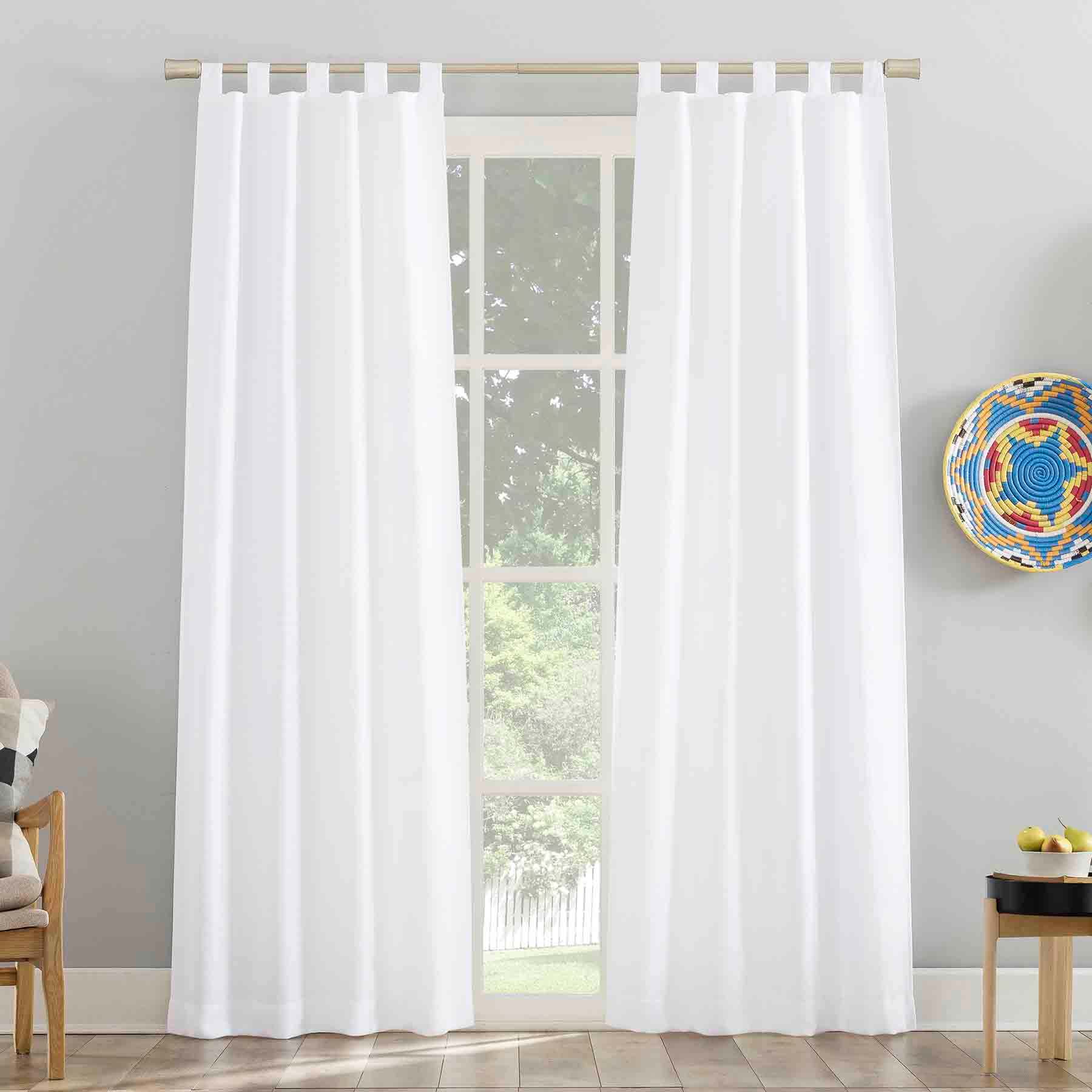 Maddie White Tab Top Light Filtering Curtain Panel, 84"