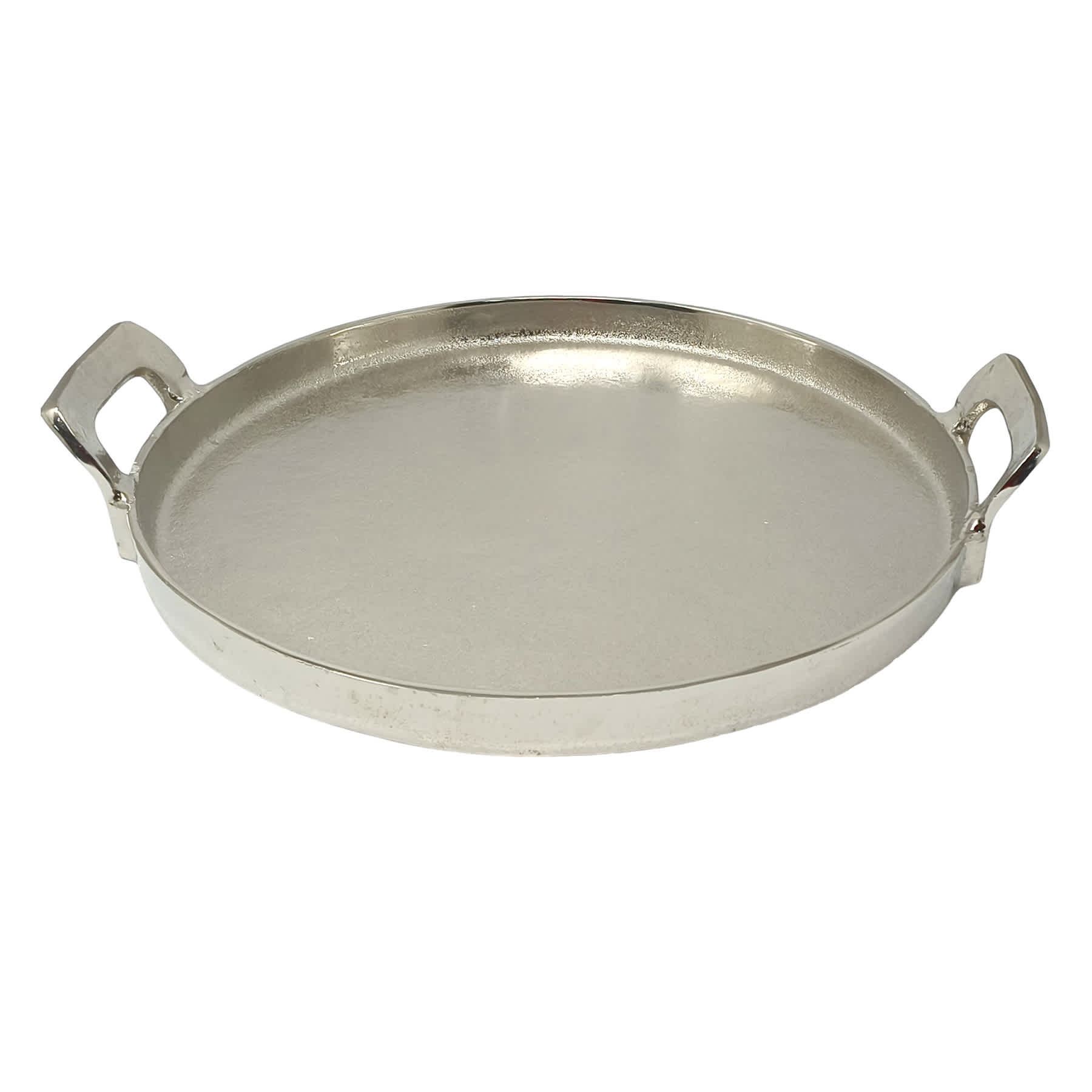 Round Silver Cast Aluminum Tray, 16"