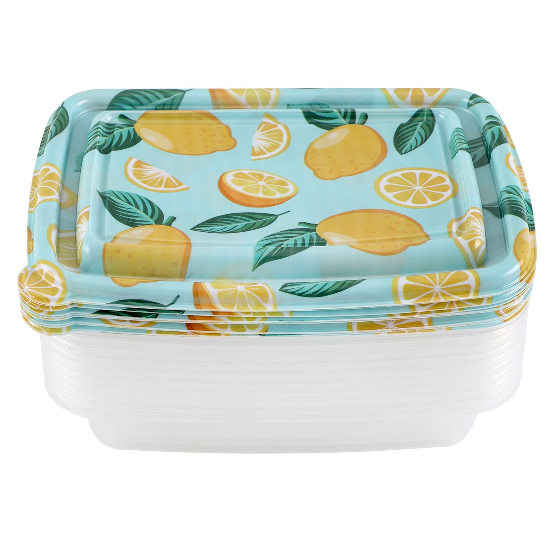 20-Piece Lemons Blue Rectangle Food Storage Set