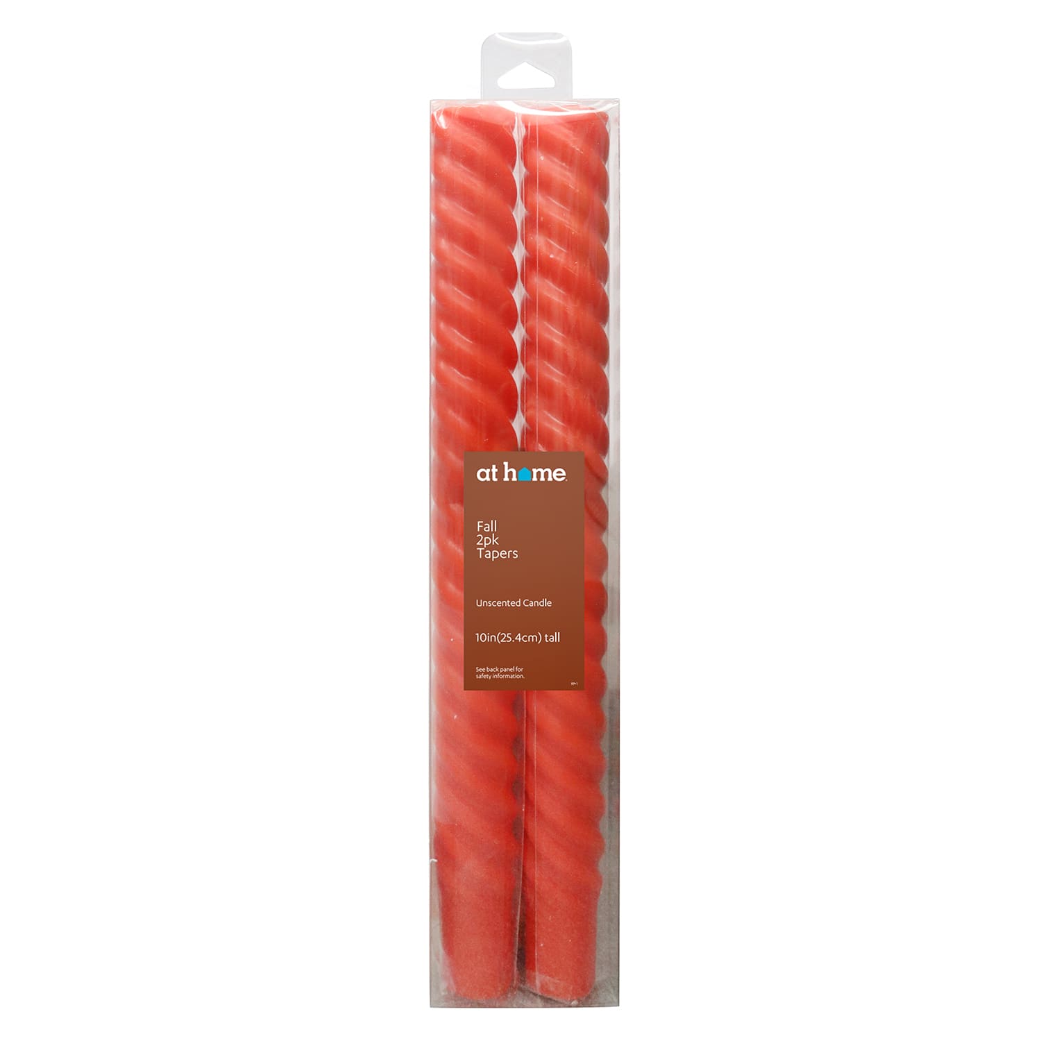 2-Pack Red Unscented Twisted Taper Candles, 10"