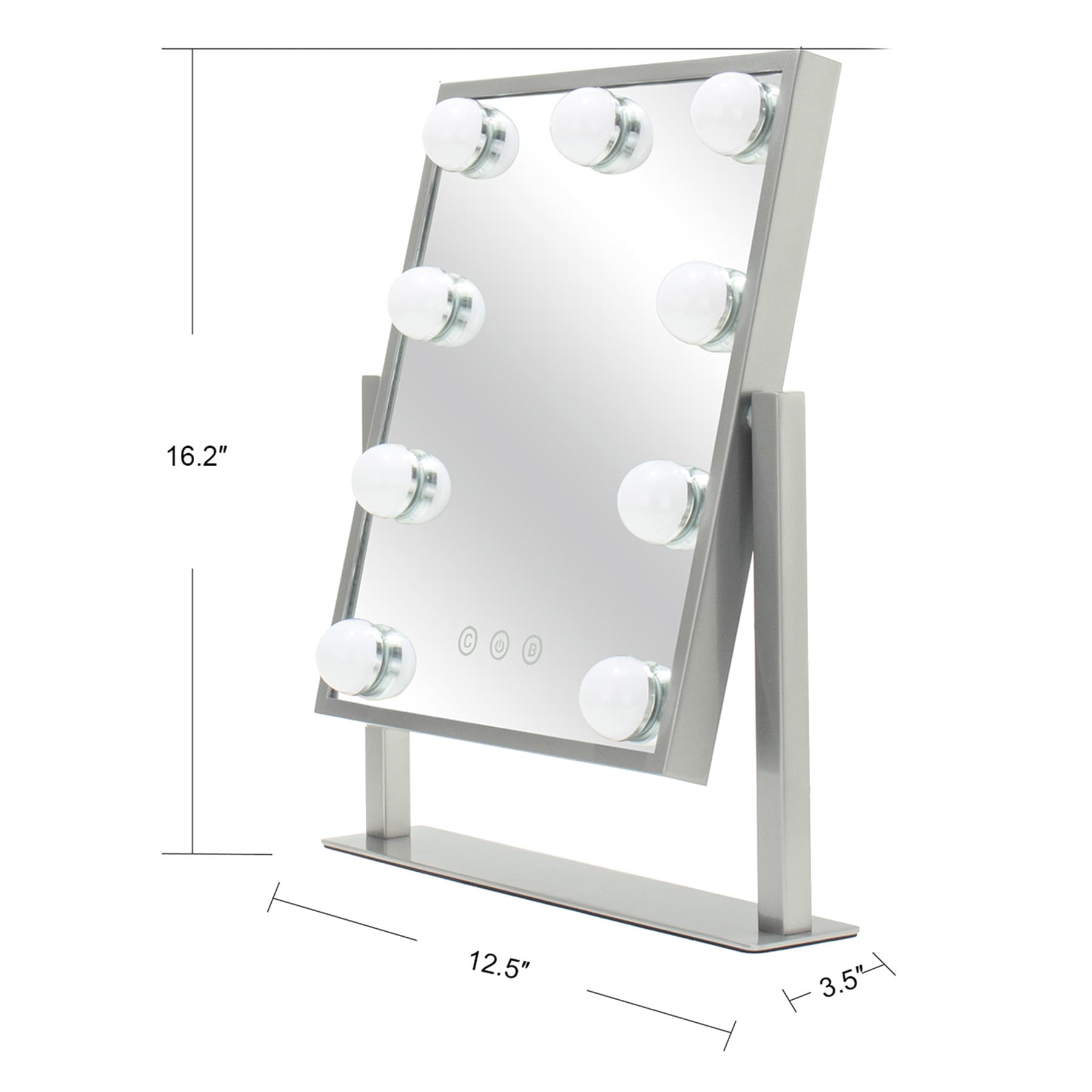 Nickel LED Standing Table Mirror, 9"