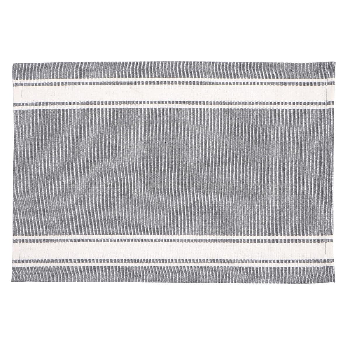 Set of 4 Grey with White Striped Border Placemats, 13x19