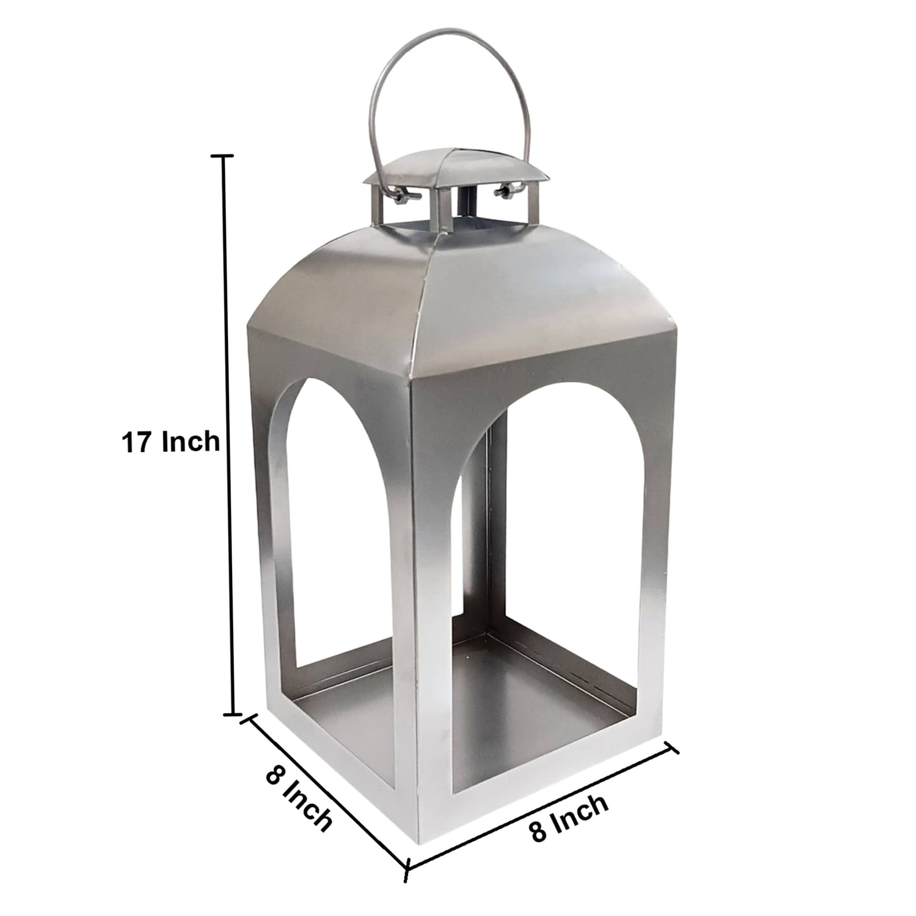 Silver Metal Lantern, 17"