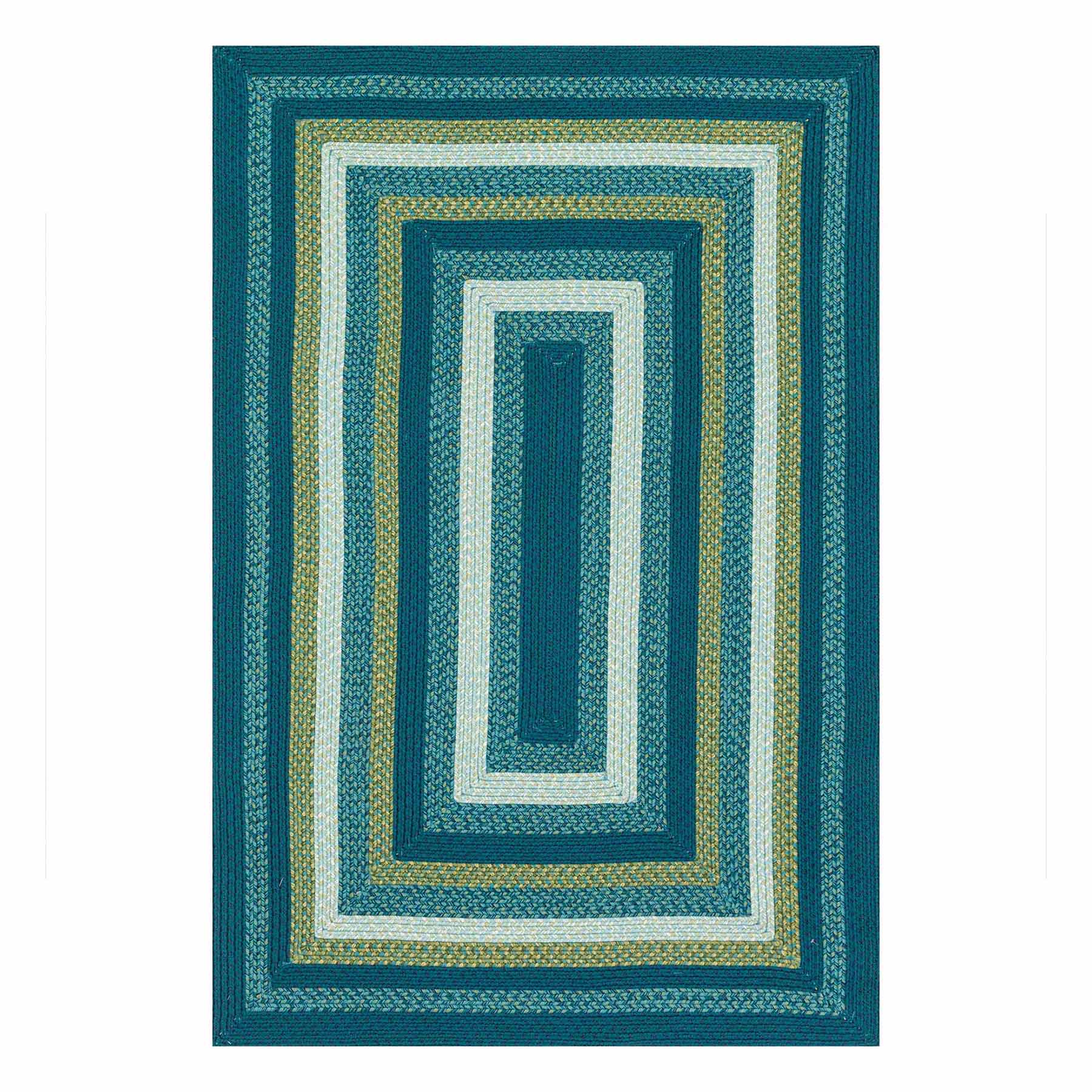 (E133) Kingsburg Blue Braided Indoor & Outdoor Area Rug, 5x7