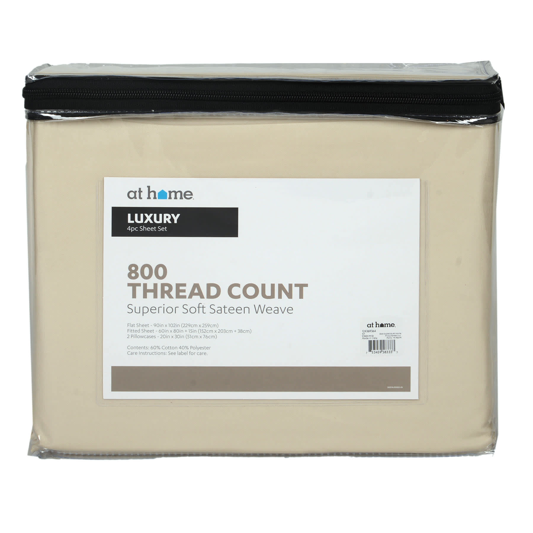 4-Piece Taupe 800 Thread Count Luxury Sheet Set, Queen