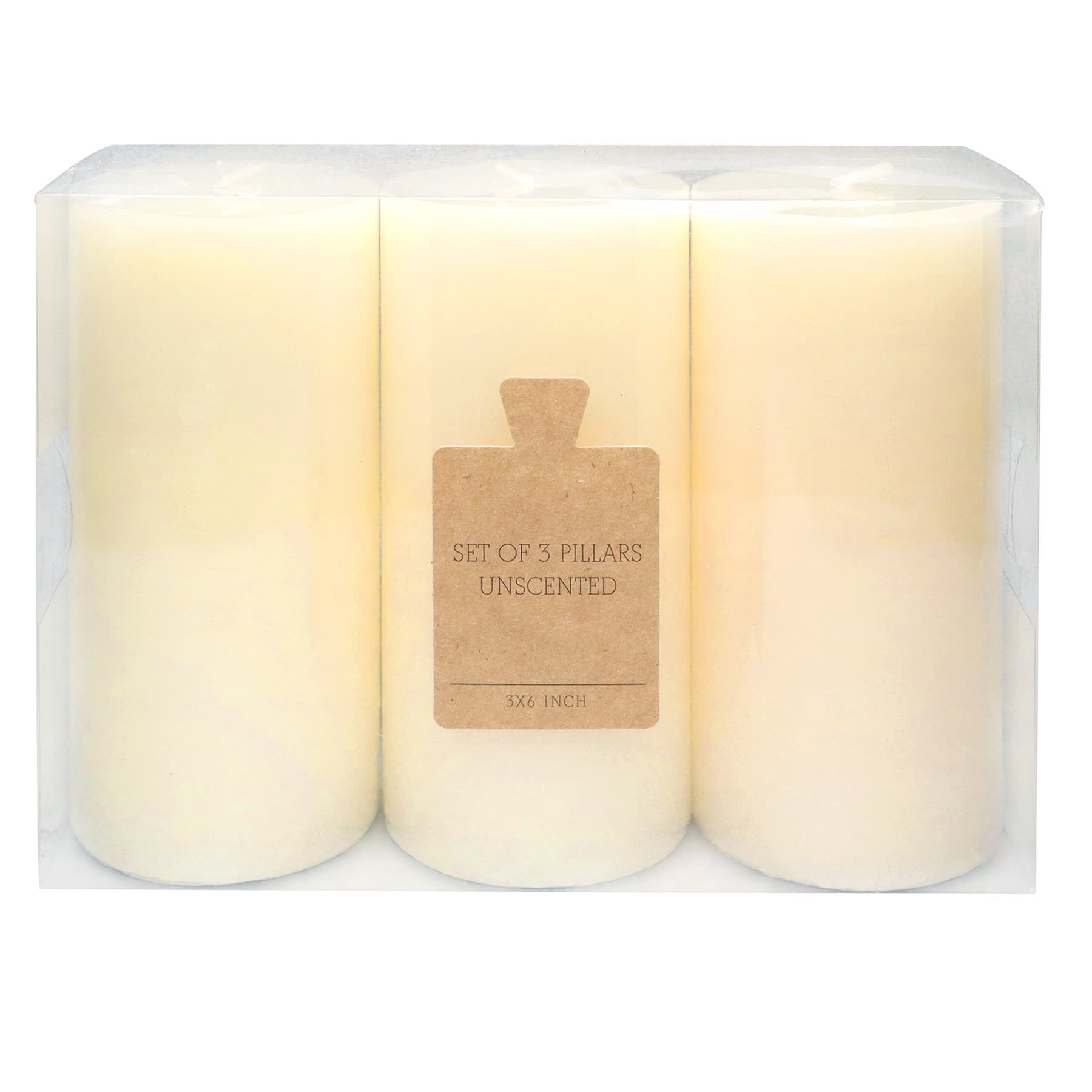 Honeybloom 3-Pack White Unscented Pillar Candles, 3x6