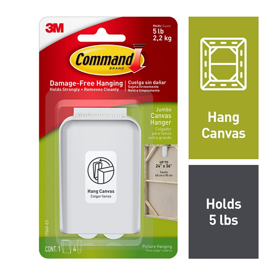 Command? Jumbo Canvas Hanger, 1-Hook, 4-Large Strips/Pack