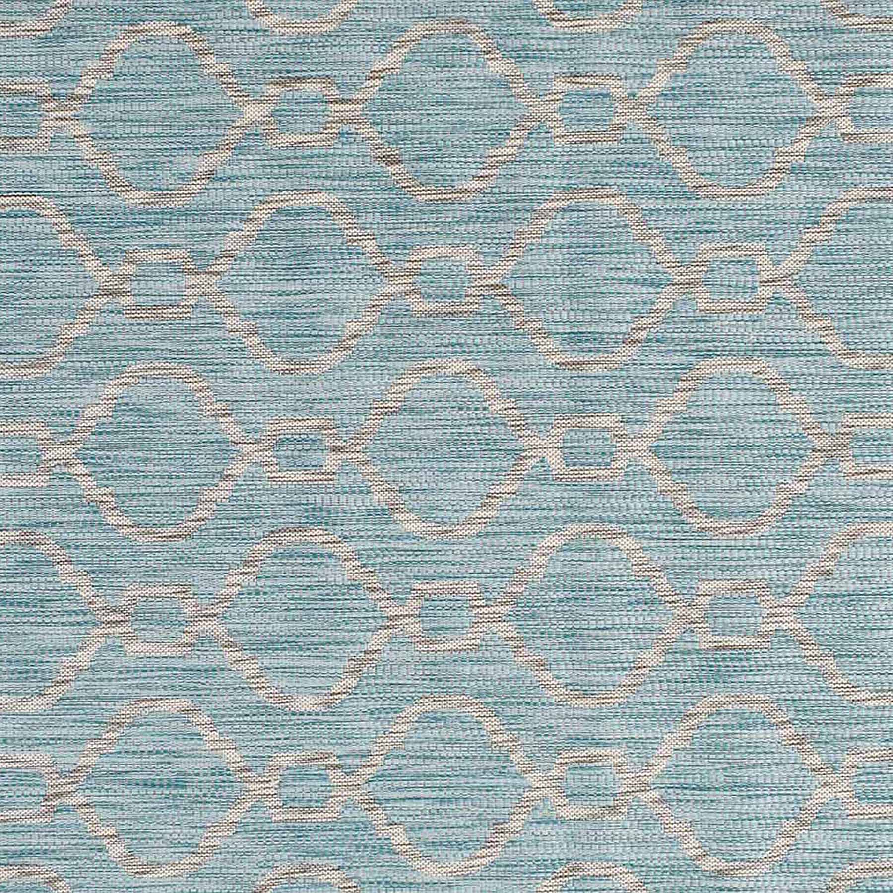 (E306) Aqua Geometric Wave Indoor & Outdoor Accent Rug, 2x4