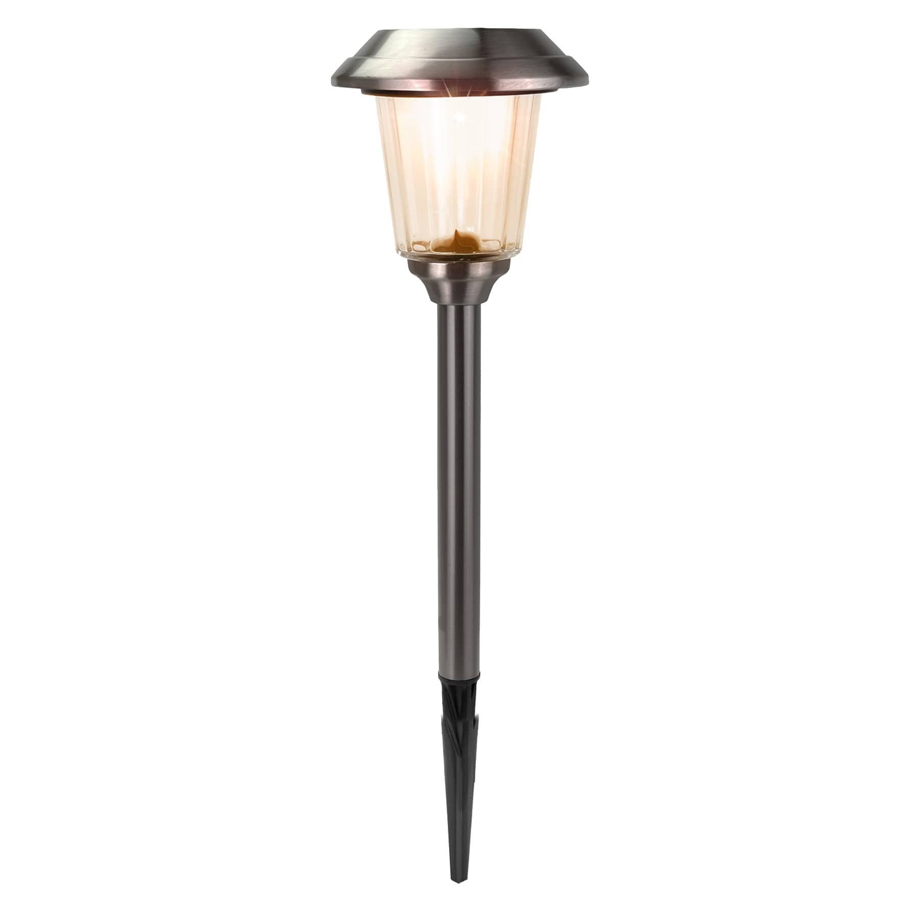 10-Lumen Solar Silver Lined Glass Pathway Light