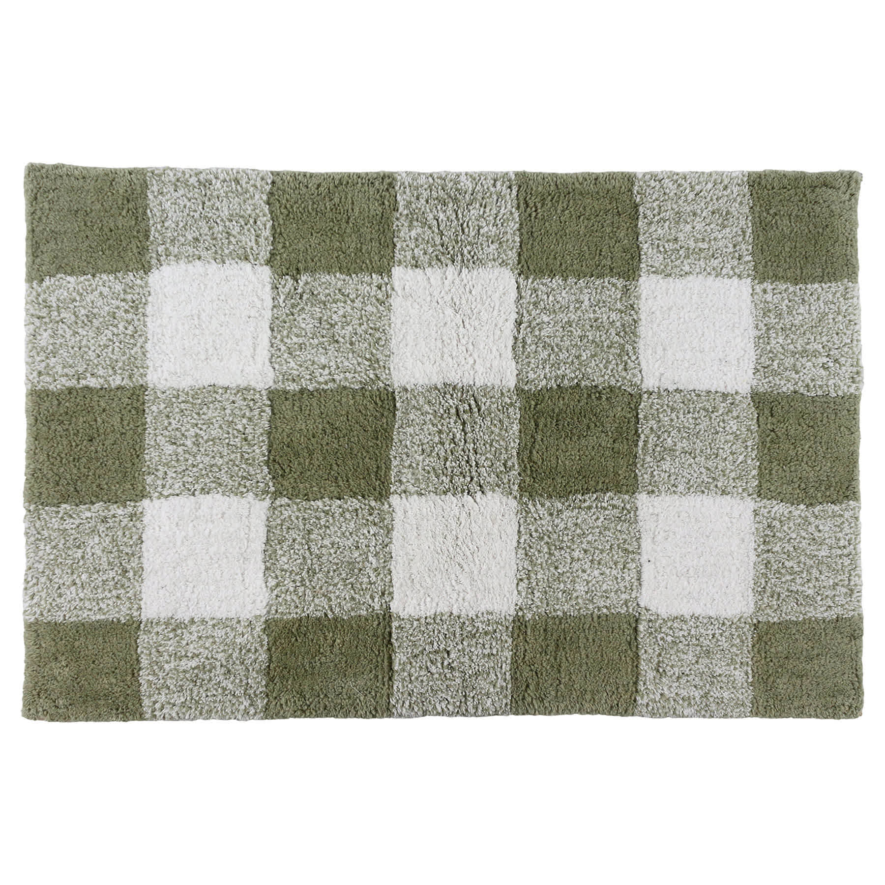Sage Buffalo Check Tufted Cotton Bath Rug, 20x30
