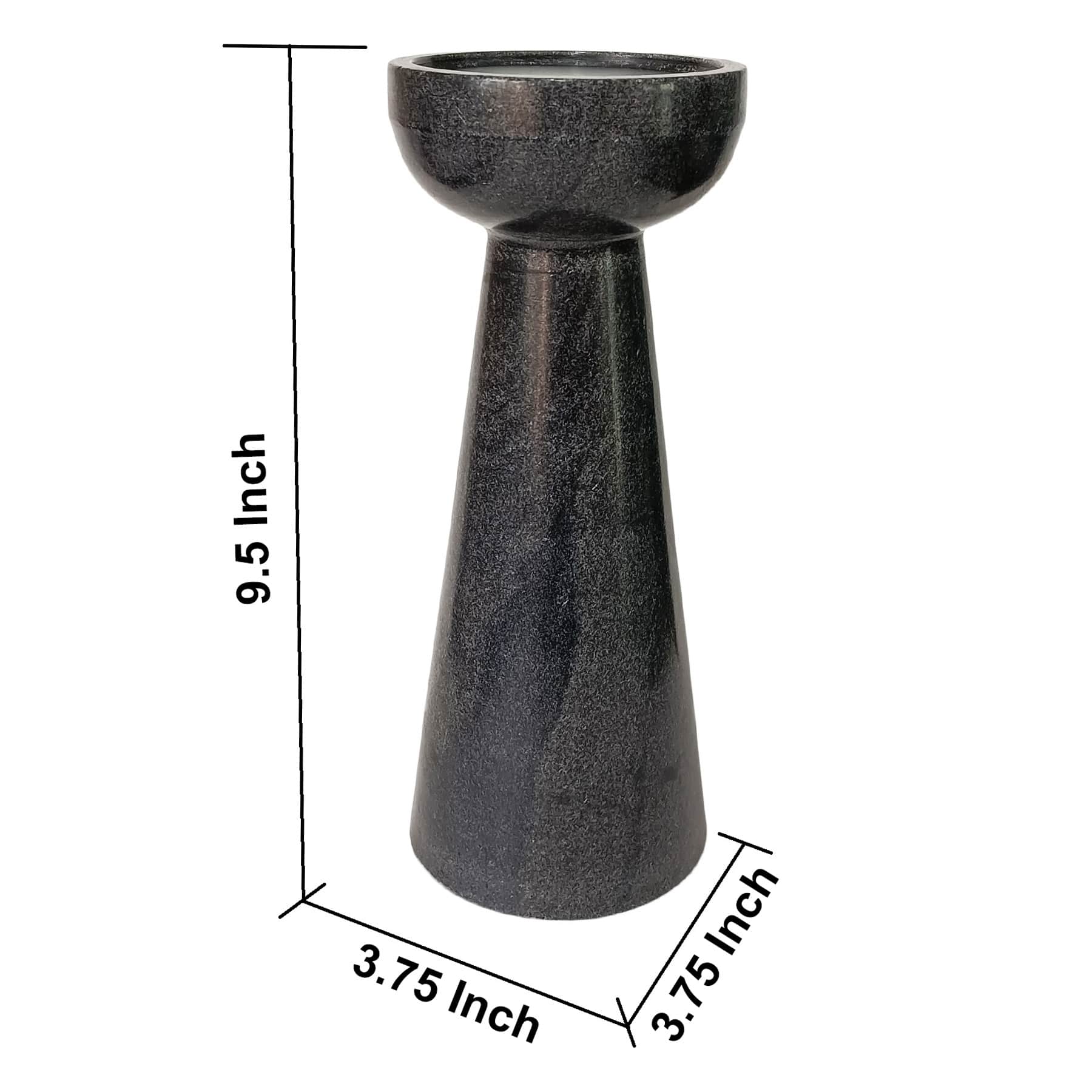 Black Marble Pillar Candle Holder, 9.5"