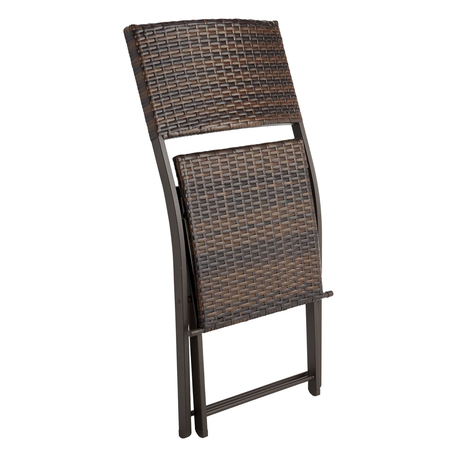 Hampton Wicker Patio Folding Chair, Brown