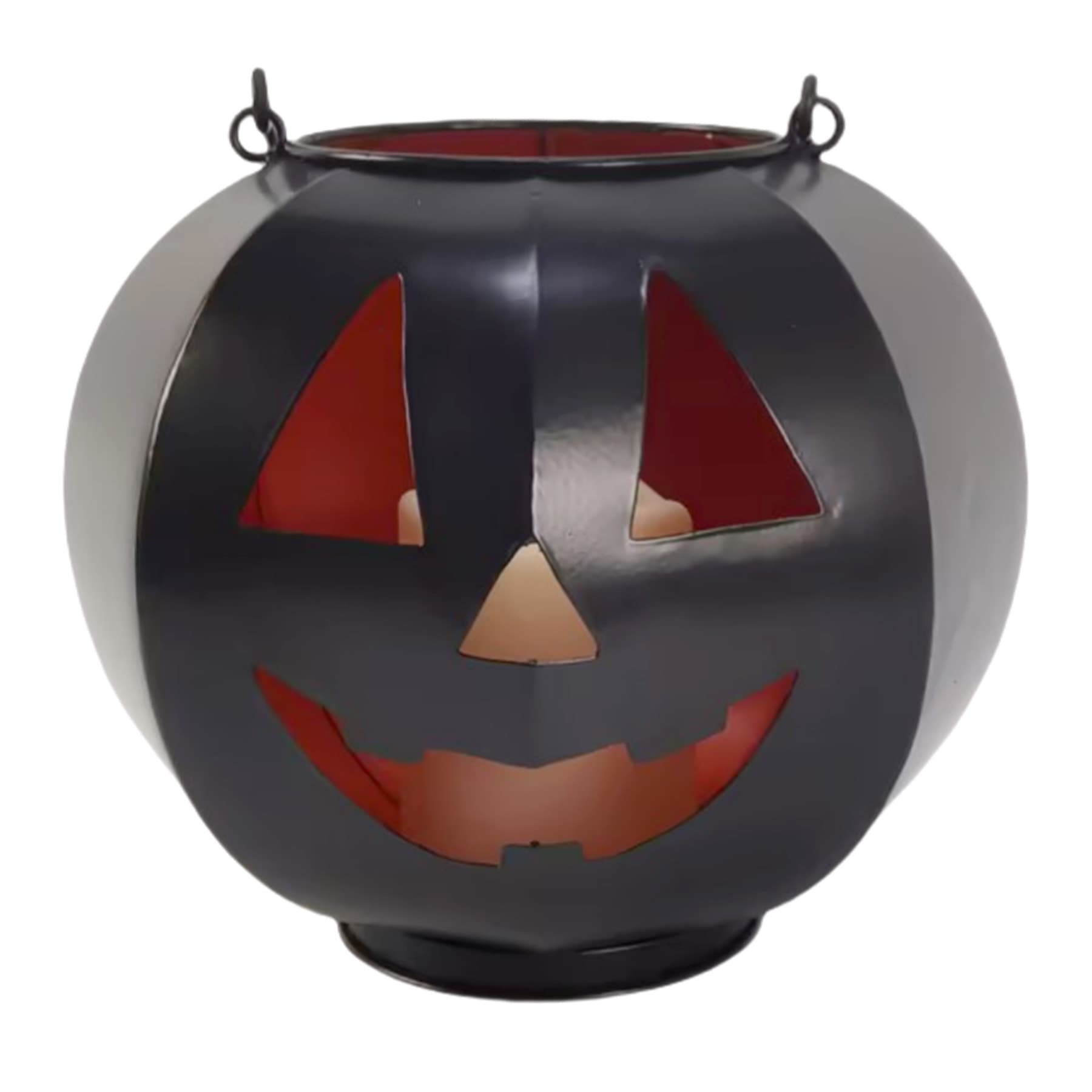 Happy Haunting LED Black Metal Jack-o'-Lantern, 8"