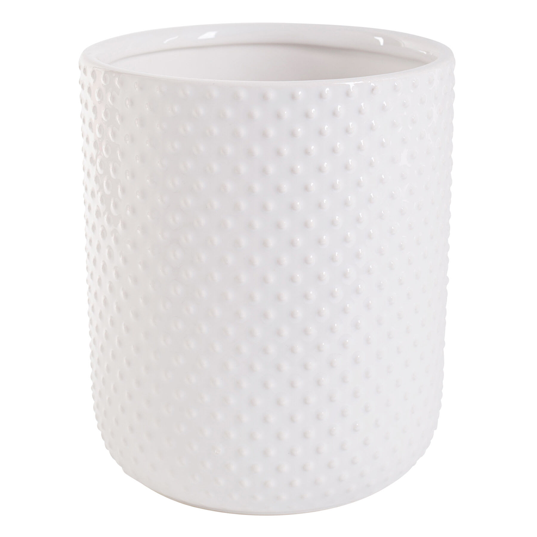 White Dots Embossed Utensil Crock, 7"