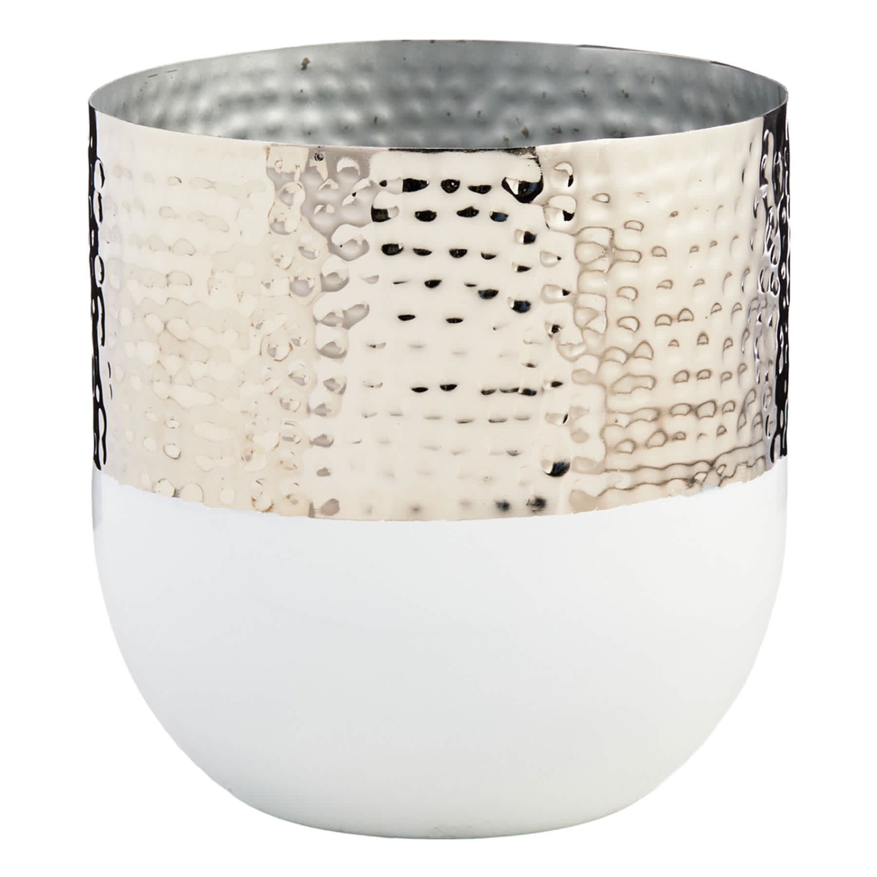 Found & Fable Silver Metal Outdoor Planter, Medium