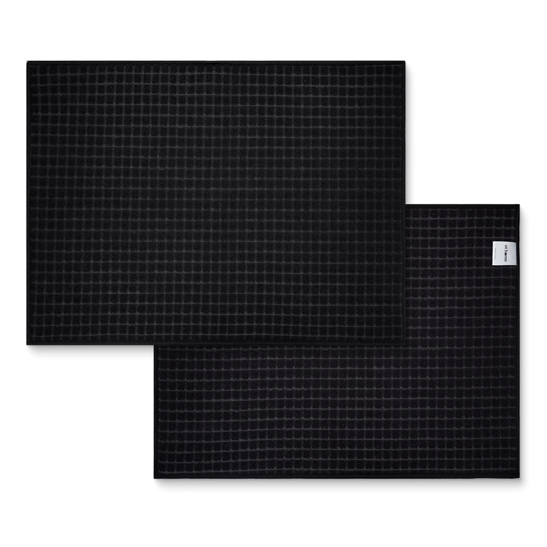 Set of 2 Black Waffle Cotton Drying Mat