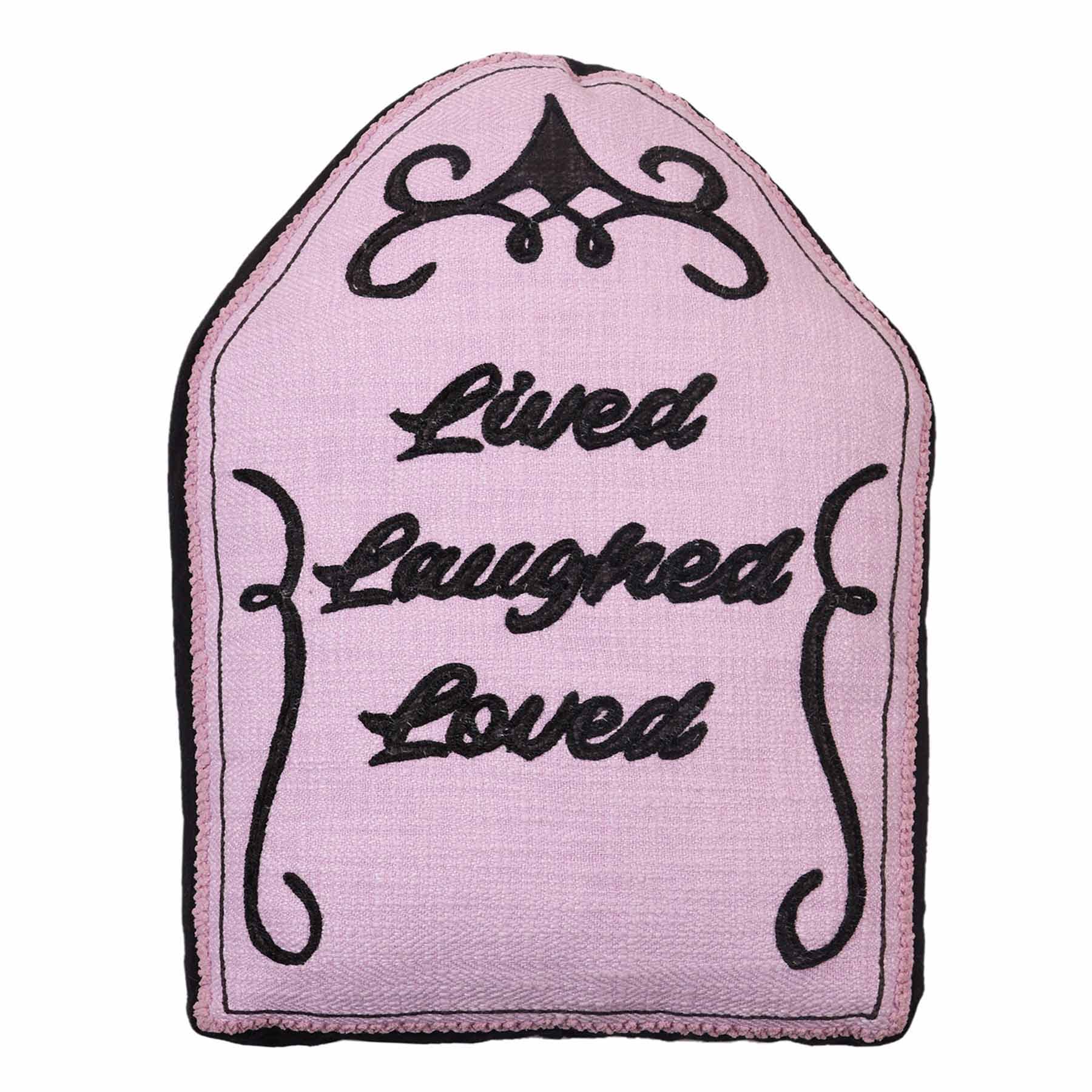 Hey Boo! Lived Laughed Loved Headstone Throw Pillow, 18x12