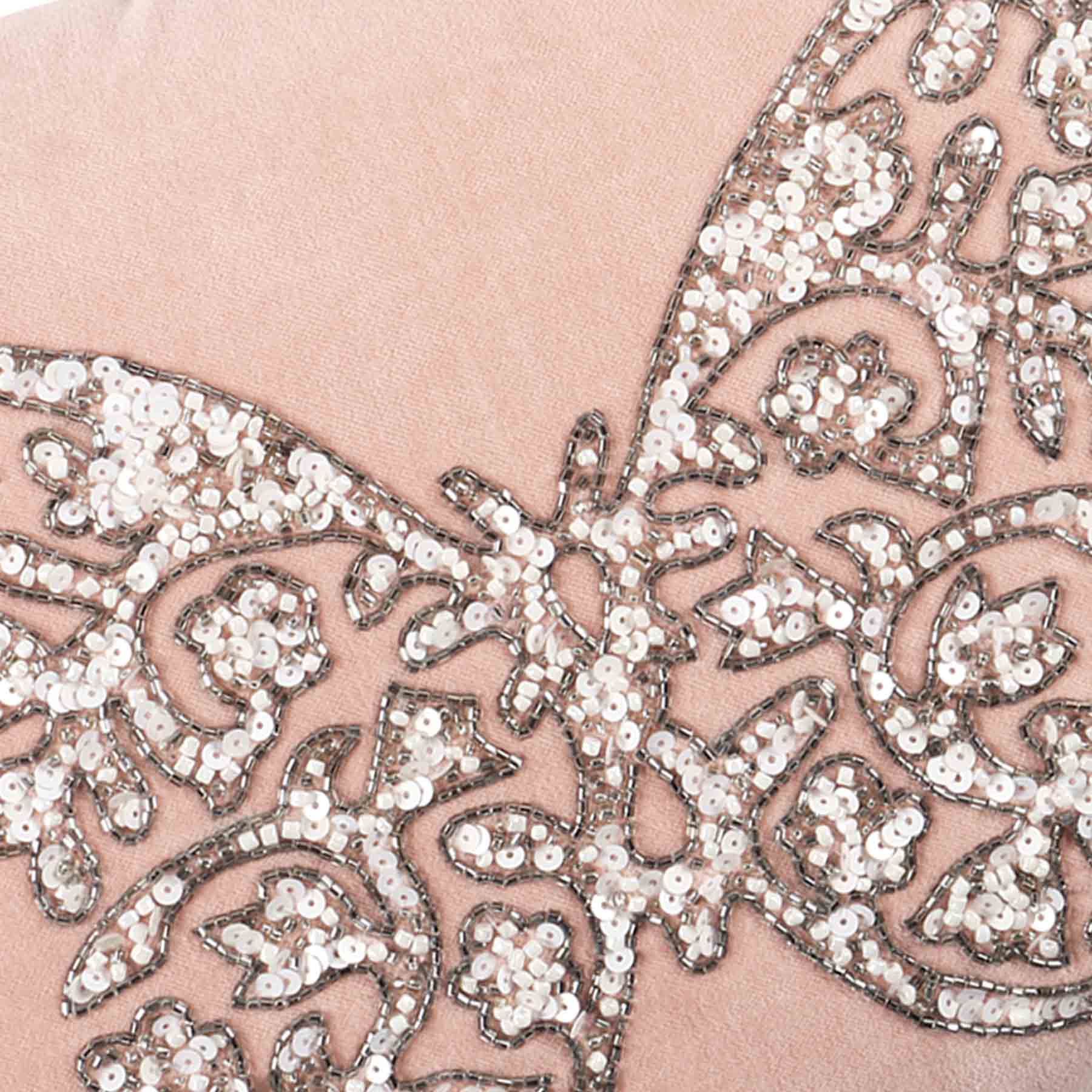 Laila Ali Pink Beaded Butterfly Throw Pillow, 14x20