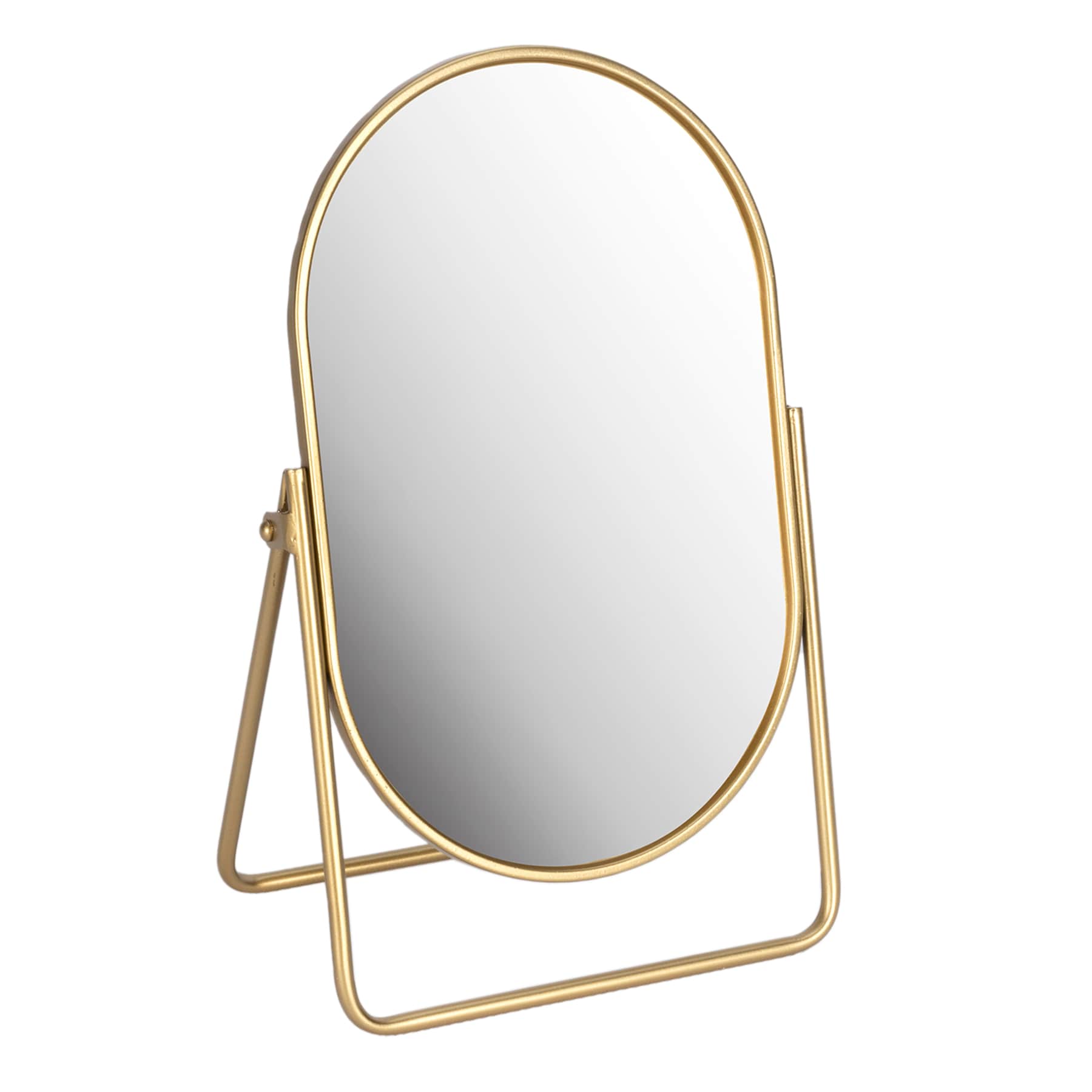 Gold Oval Metal Table Mirror, 12.6"