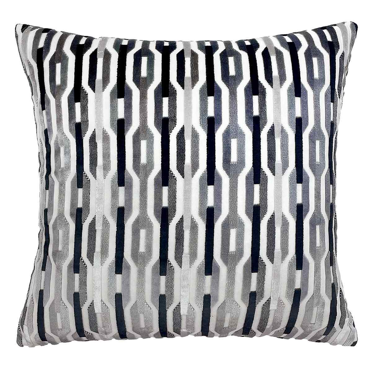 Charcoal Geo Link Cut Velvet Throw Pillow, 18"