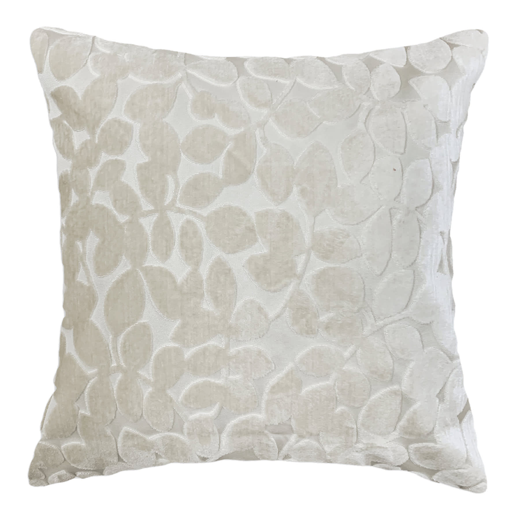 Sasha Ivory Leaves Chenille Throw Pillow, 18"