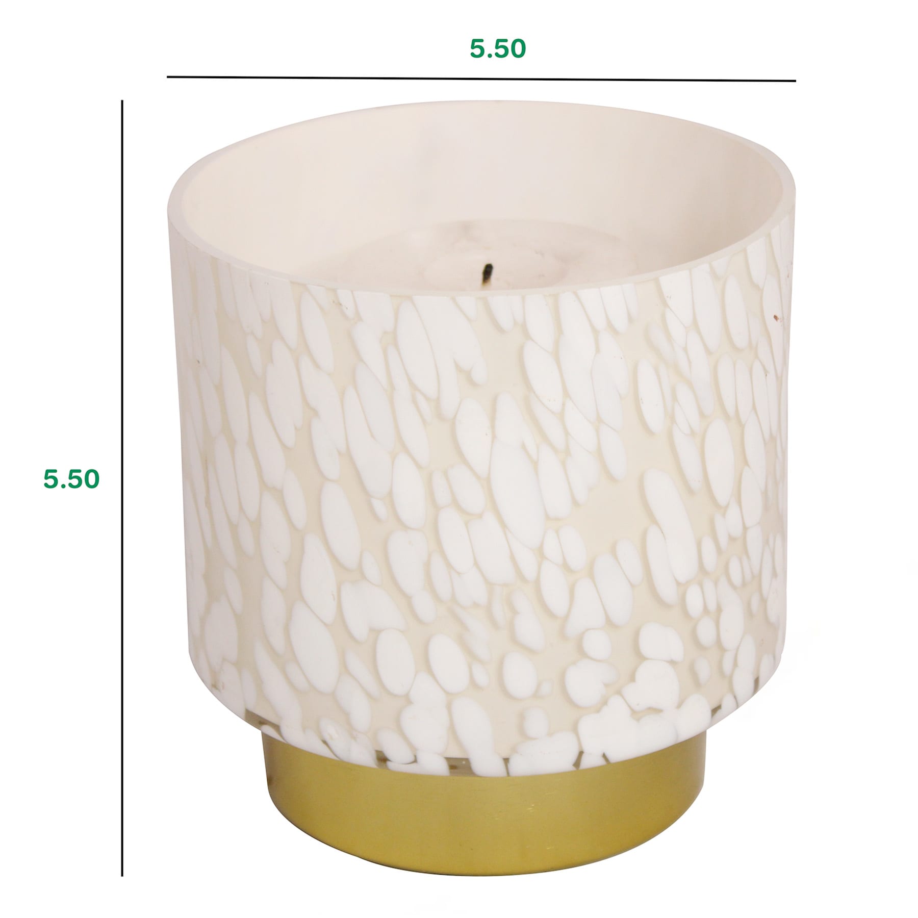 White Glass with Metal Base, 5.5"