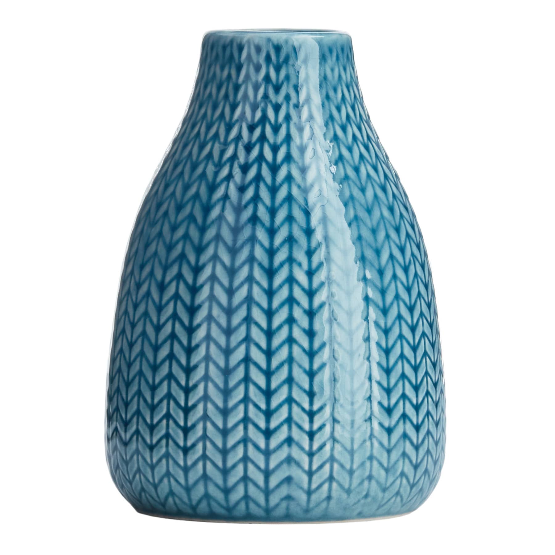 Blue Ceramic Vase, 5"