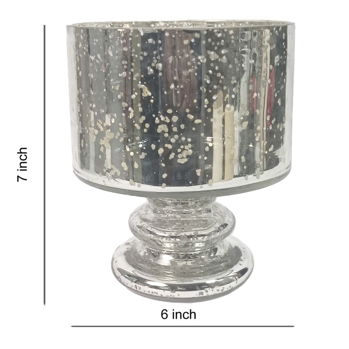 Mercury Glass Footed Hurricane, 7"