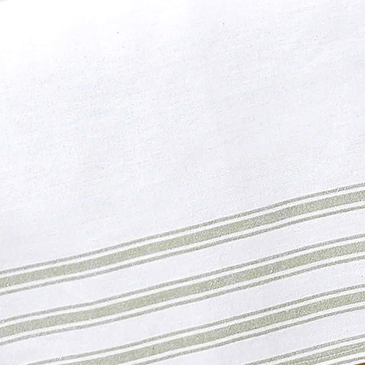 White with Sage Green Stripe Border Tablecloth, 60x104