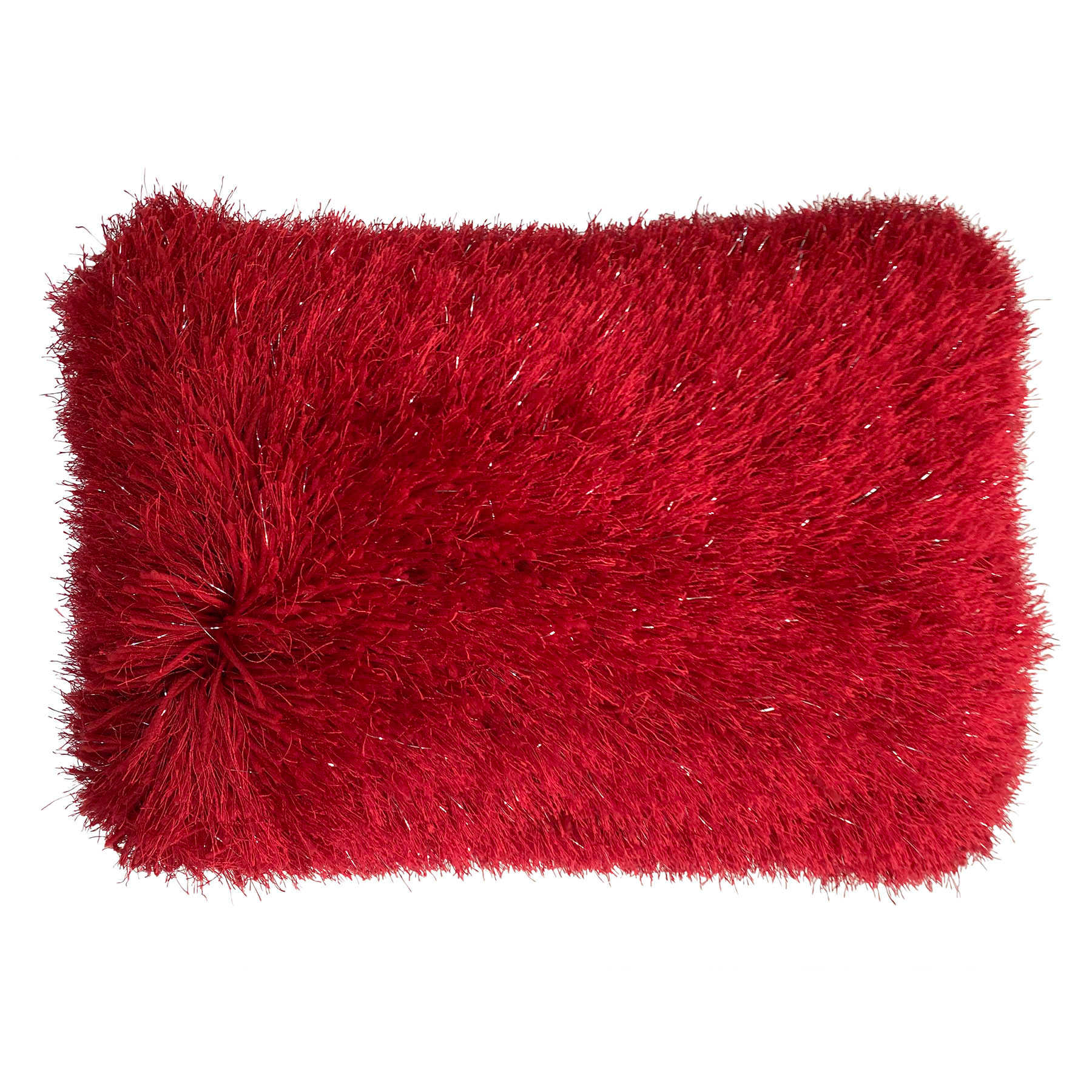Grant Red & Silver Lurex Shag Throw Pillow, 14x20