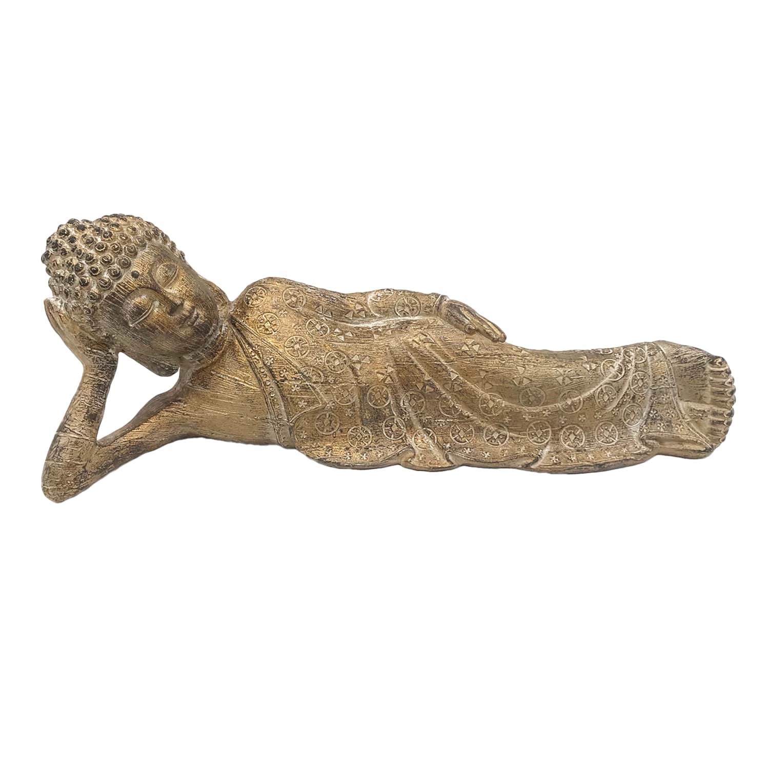 Found & Fable Gold Reclining Buddha Statue, 11.8"